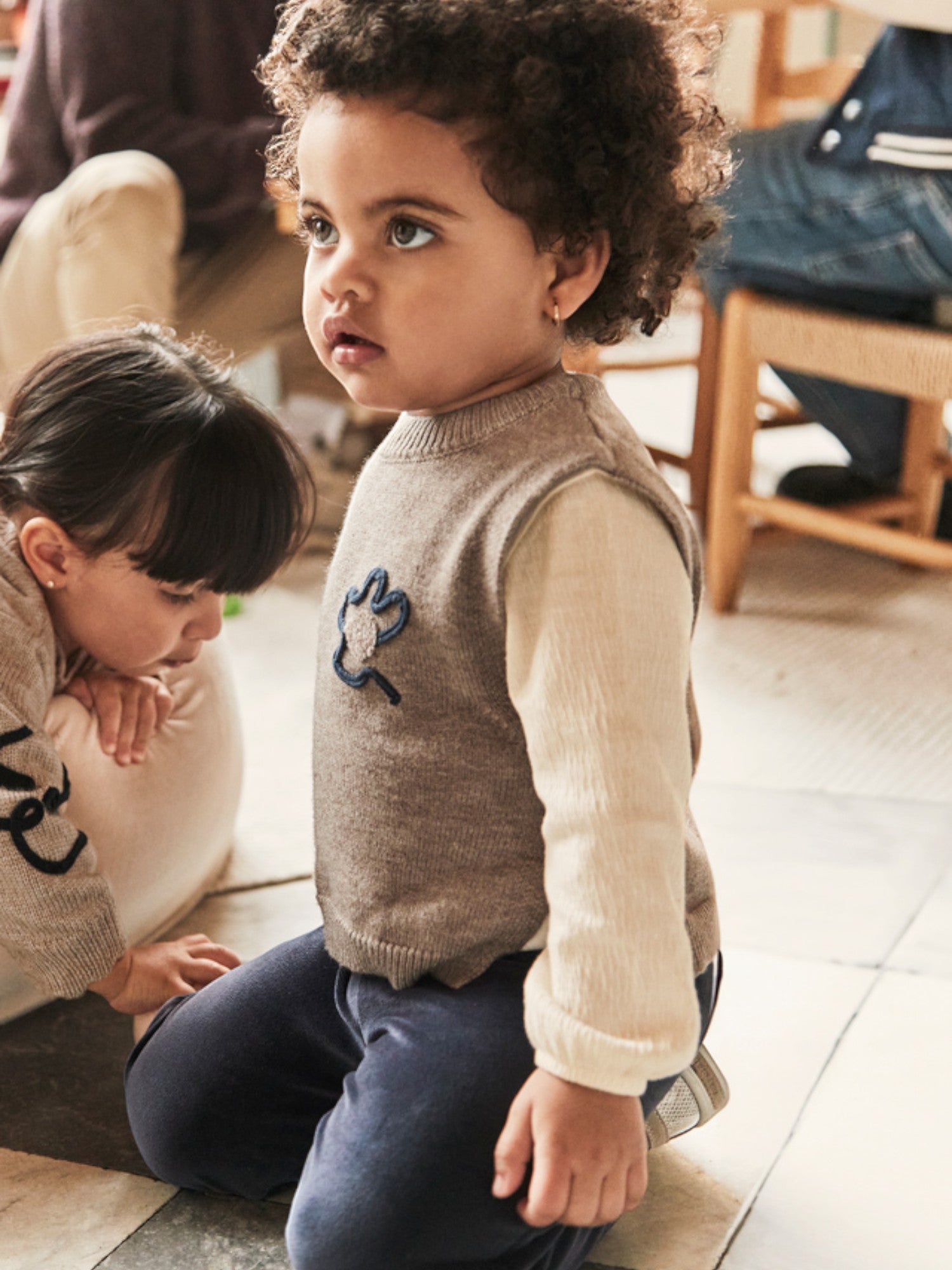 Girl's Blue Knit Vest and Pant Set 2596/48