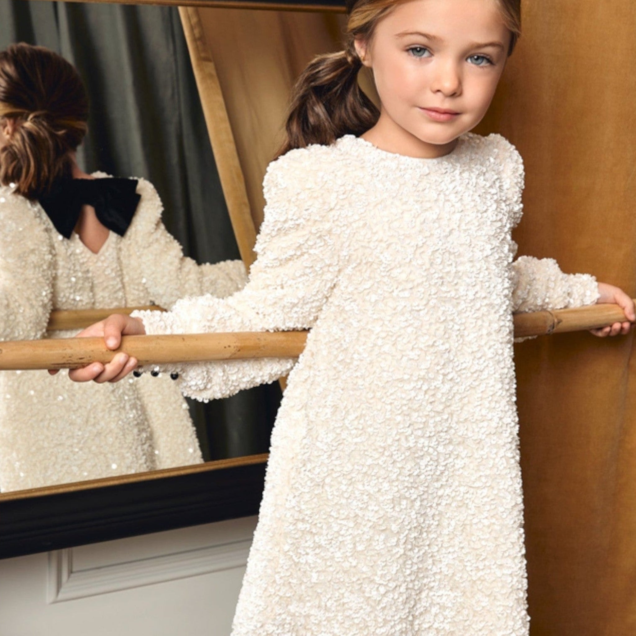 Abito lustrini velluto Bimba PANNA 5525/3 -  NANU' BABY