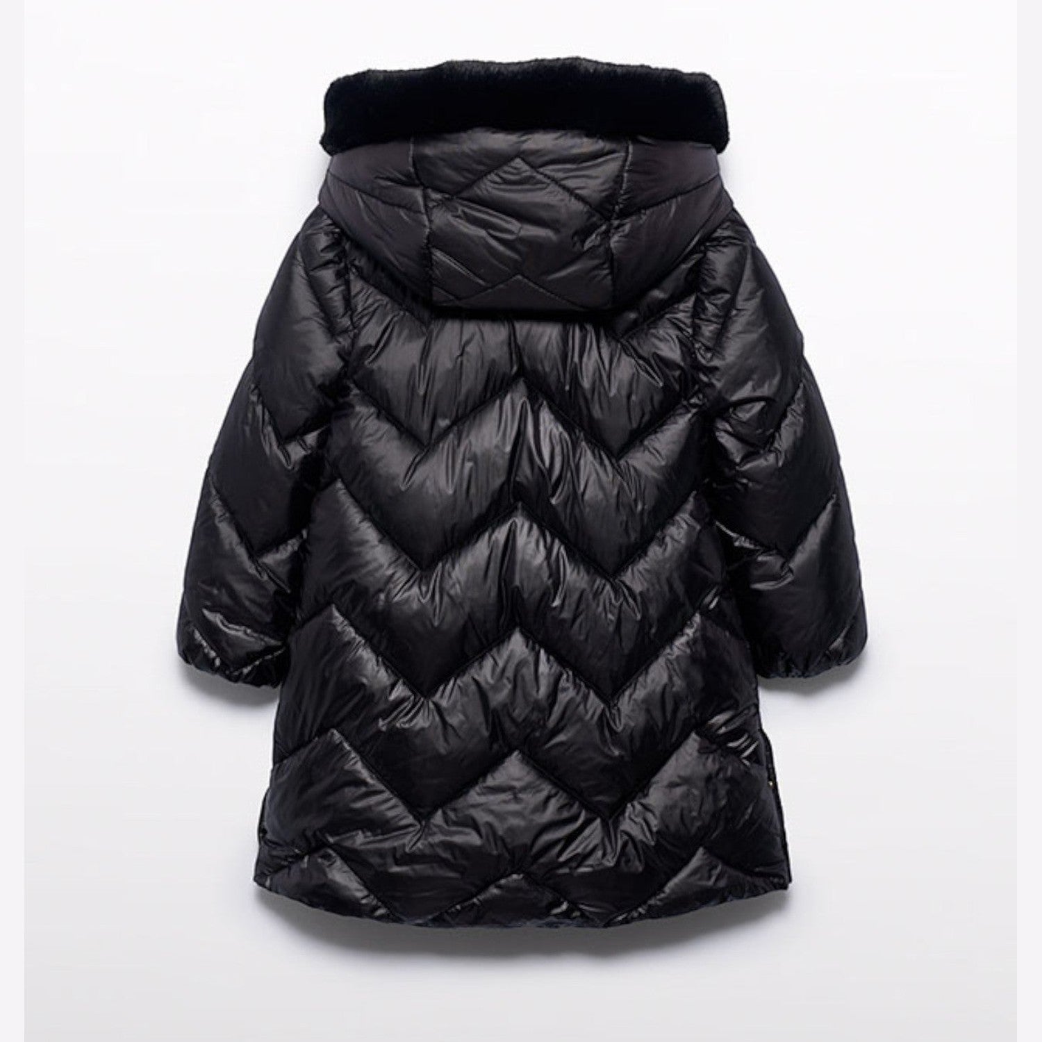 Giaccone lungo trapuntato Bimba Nero 5847/10 - NANU' BABY