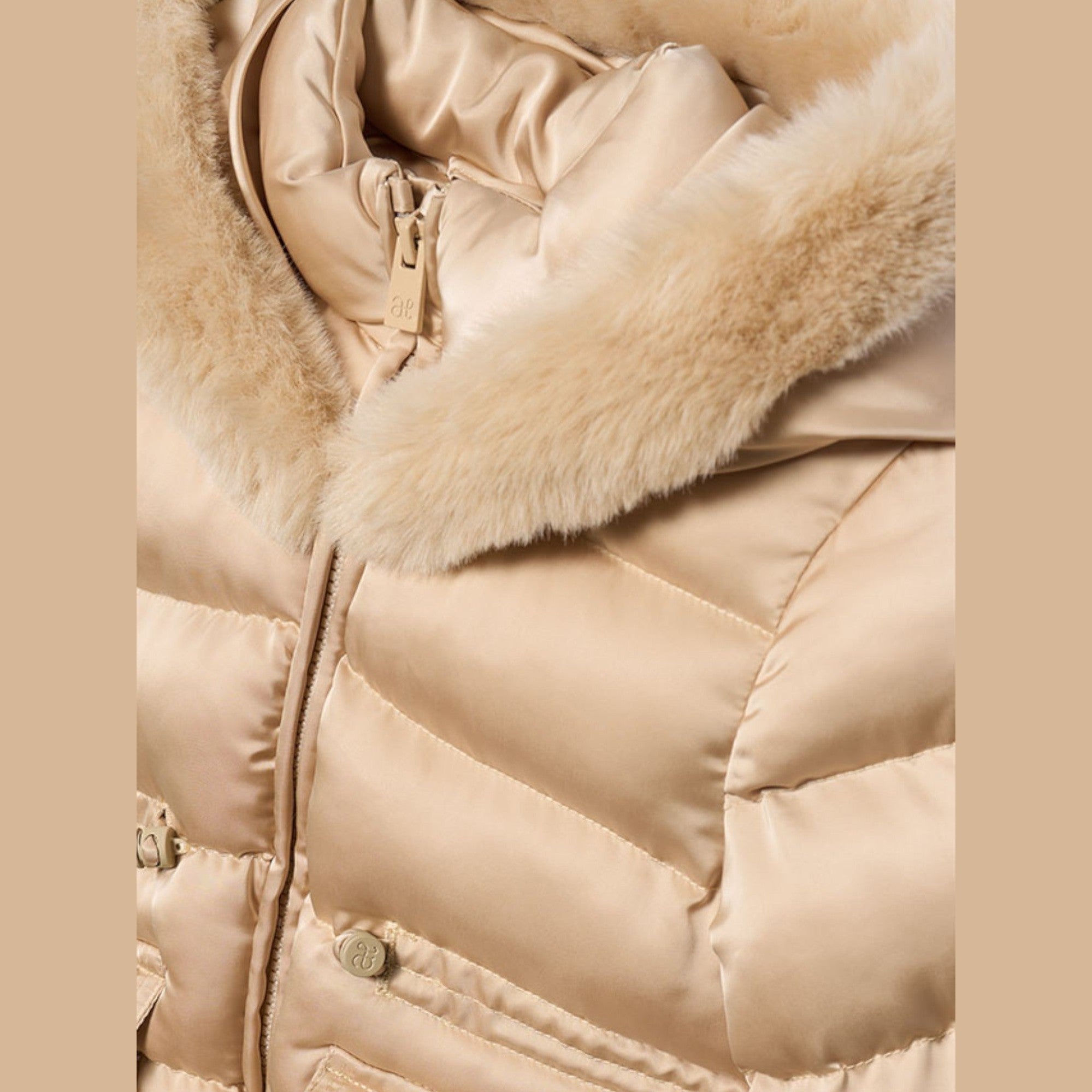 Giubbotto satinato pelo Bimba Beige 5849/14 -  NANU' BABY