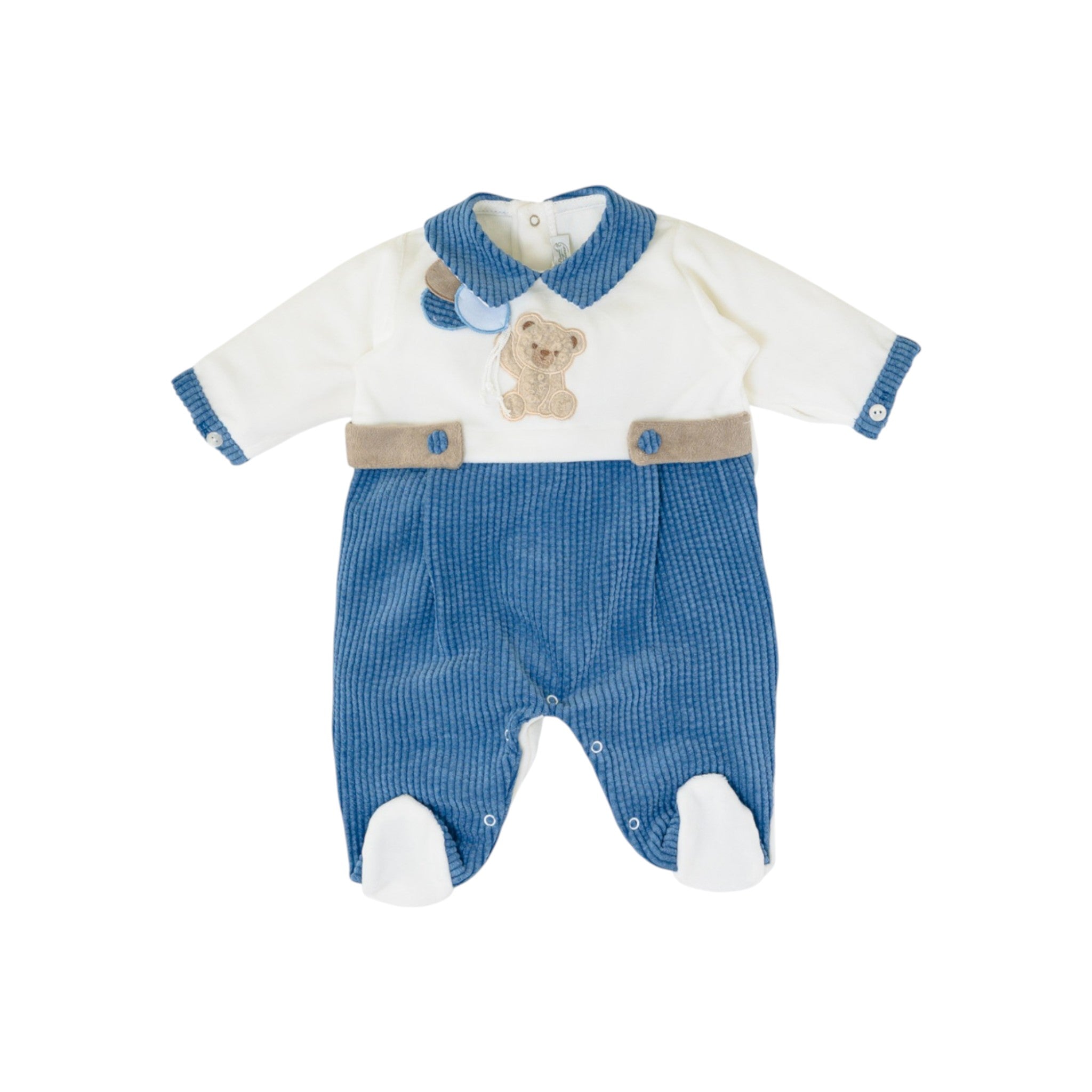 Tutina Neonato Ciniglia Azzurro SARTORIA DEI PICCOLI (cod. LTB1110)