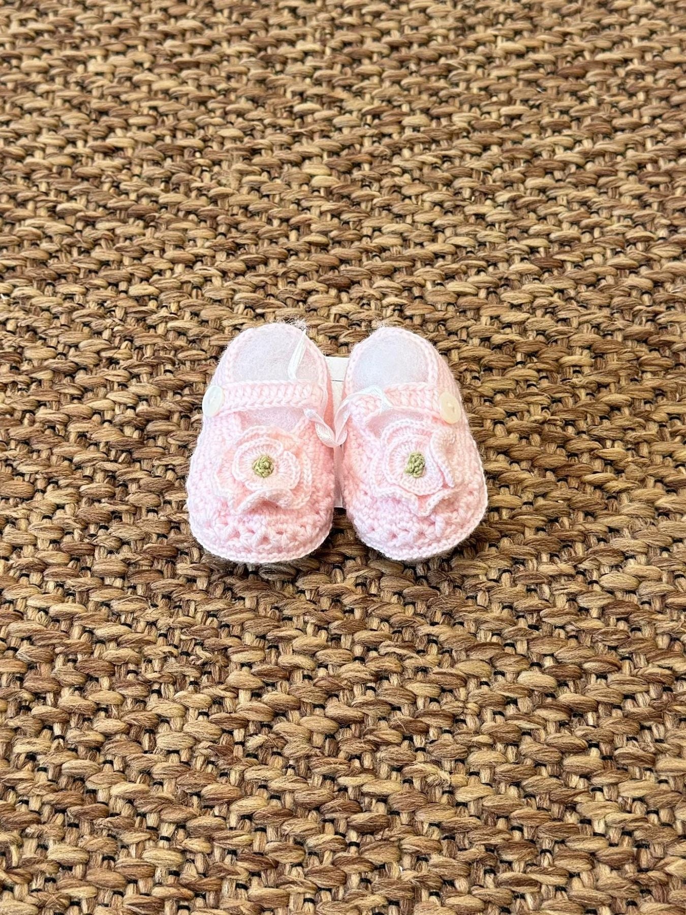 Baby booties, floral design, newborn, pink, ALMA/599-R