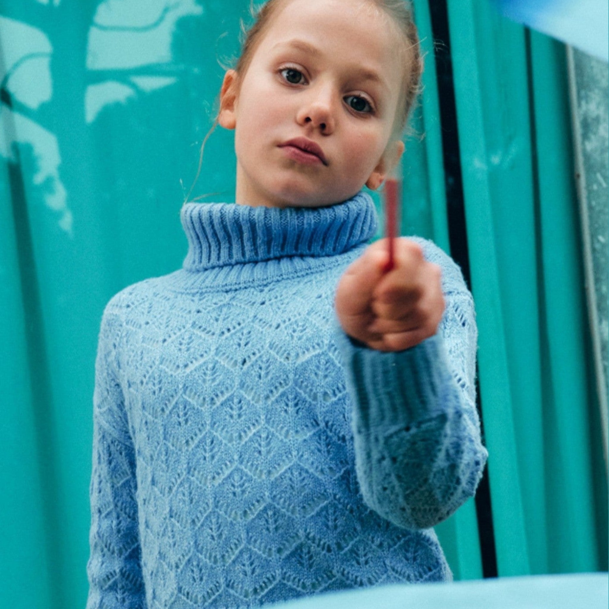 Maglione girocollo traforato Bimba CIELO 5830/4 -  NANU' BABY