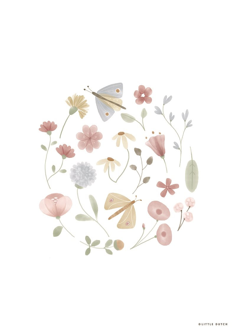 Poster Fiori e Farfalle - A3  ROSA PW11421690 -  NANU' BABY