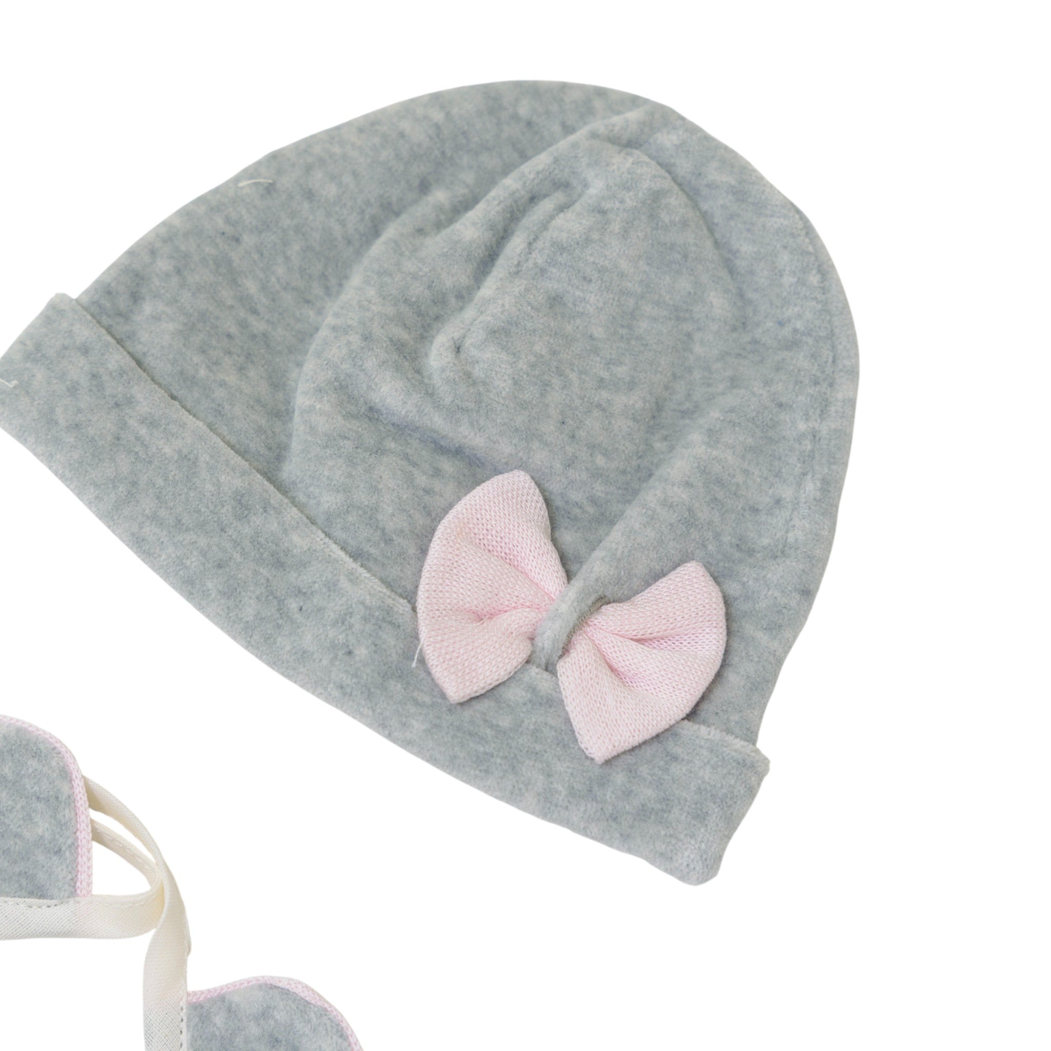 Set of Baby Hat and Bib, Grey Chenille, SARTORIA DEI PICCOLI (code LR1105)