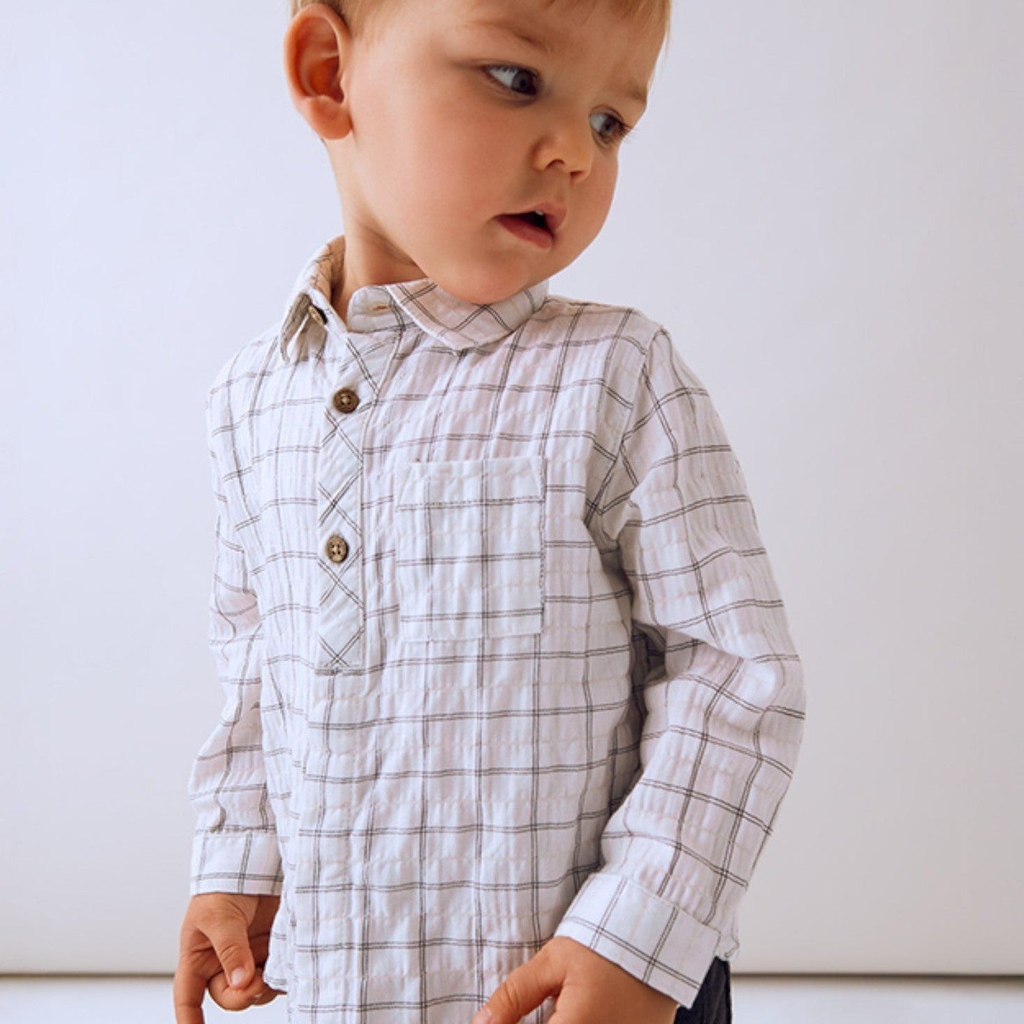 Camicia  m/l quadri Bimbo Grigio 2110/95 -  NANU' BABY