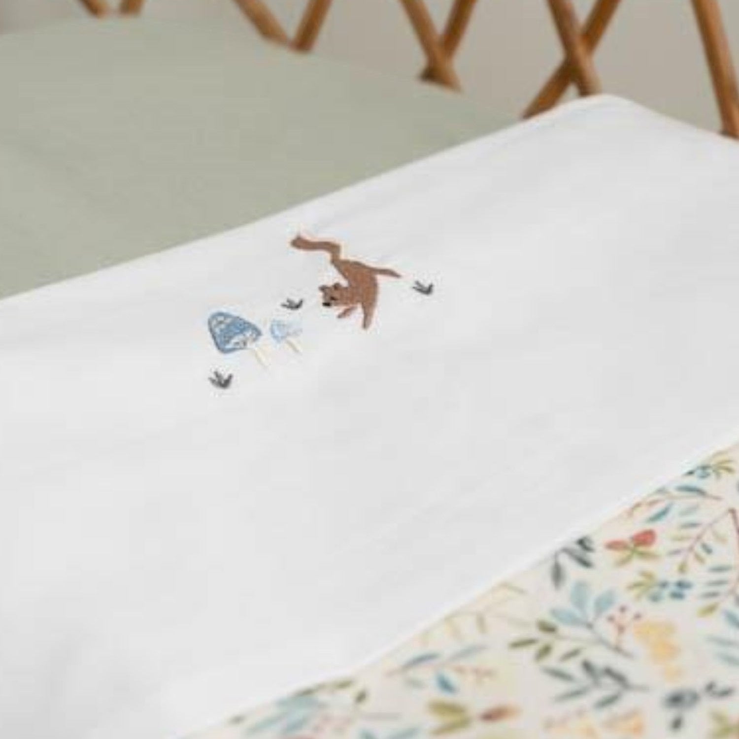 Lenzuolo lettino Funghi Ricamati - Amici della foresta Neonato BIANCO TE10214030 -  NANU' BABY