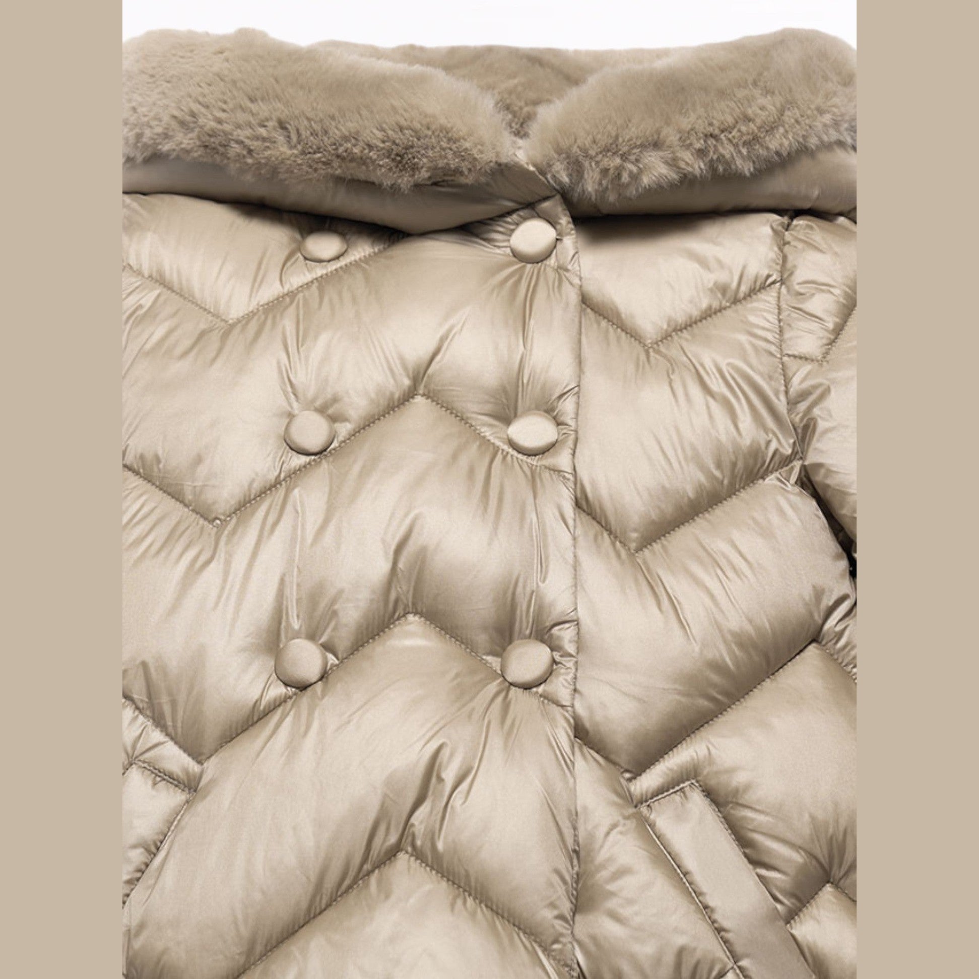 Giaccone lungo trapuntato Bimba Beige 5847/11 -  NANU' BABY