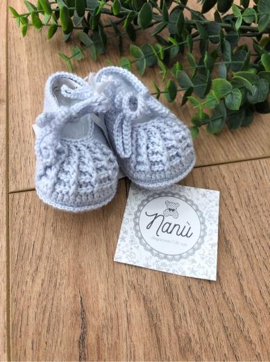 Hand-embroidered baby slippers Sky Blue MERRY 5374/C