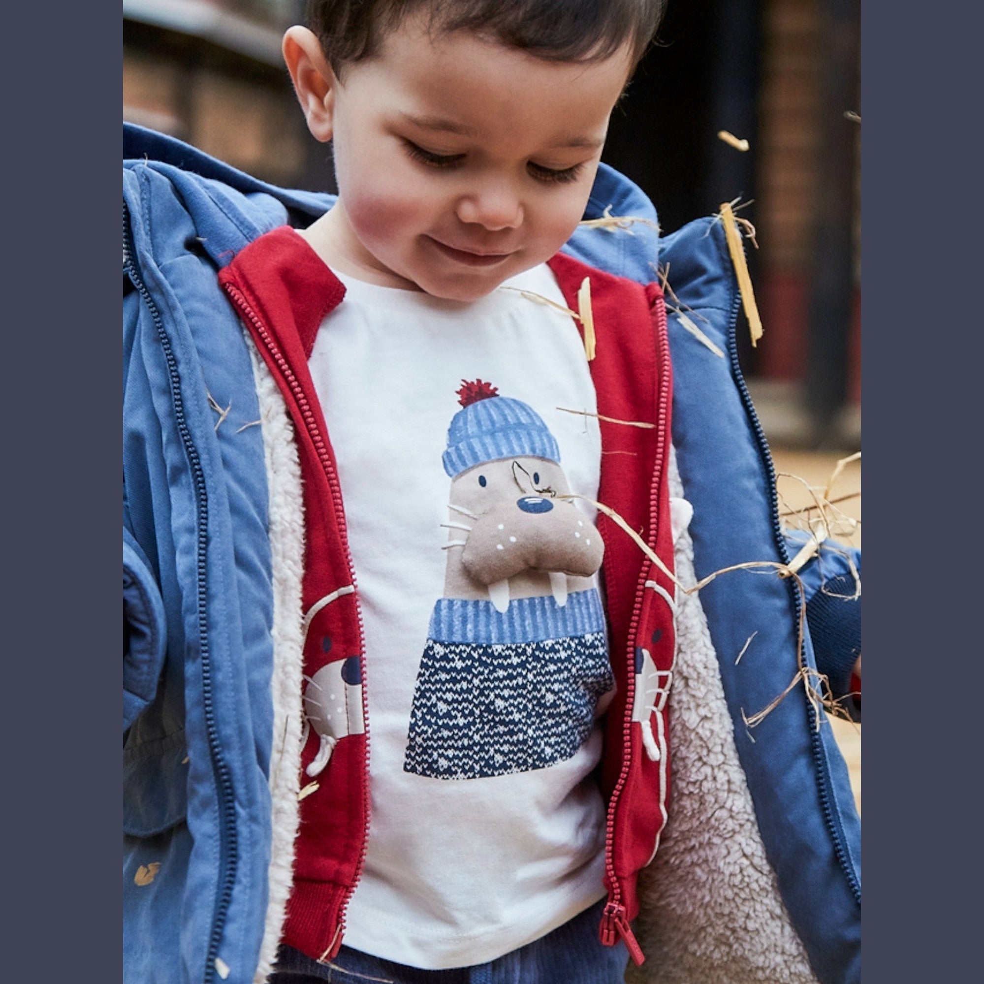 Camicia  m/l applic animale Bimbo PANNA 2070/65 -  NANU' BABY