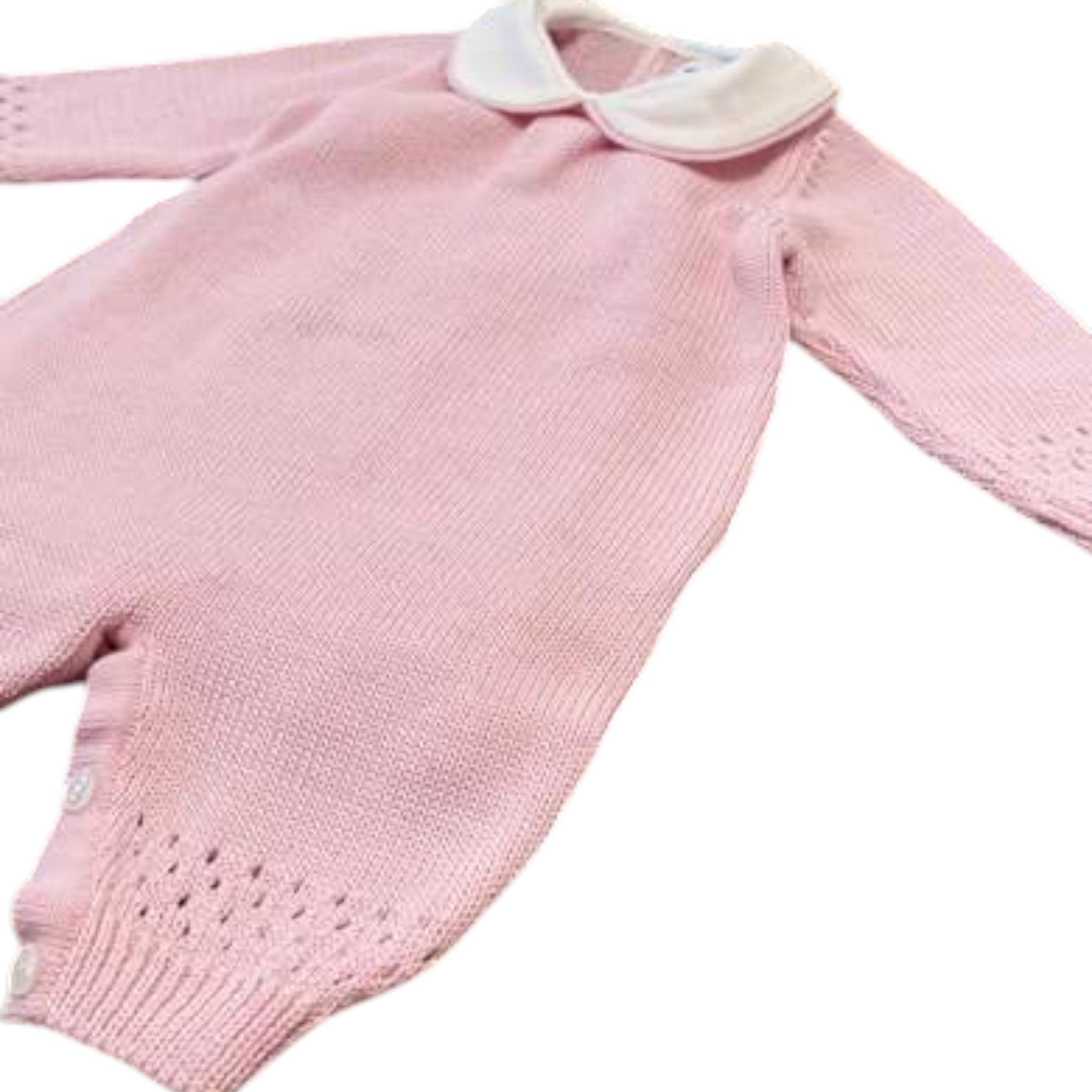 Tutina Neonata Lana Merino Rosa - BEBE' DI ALMY T80L/R