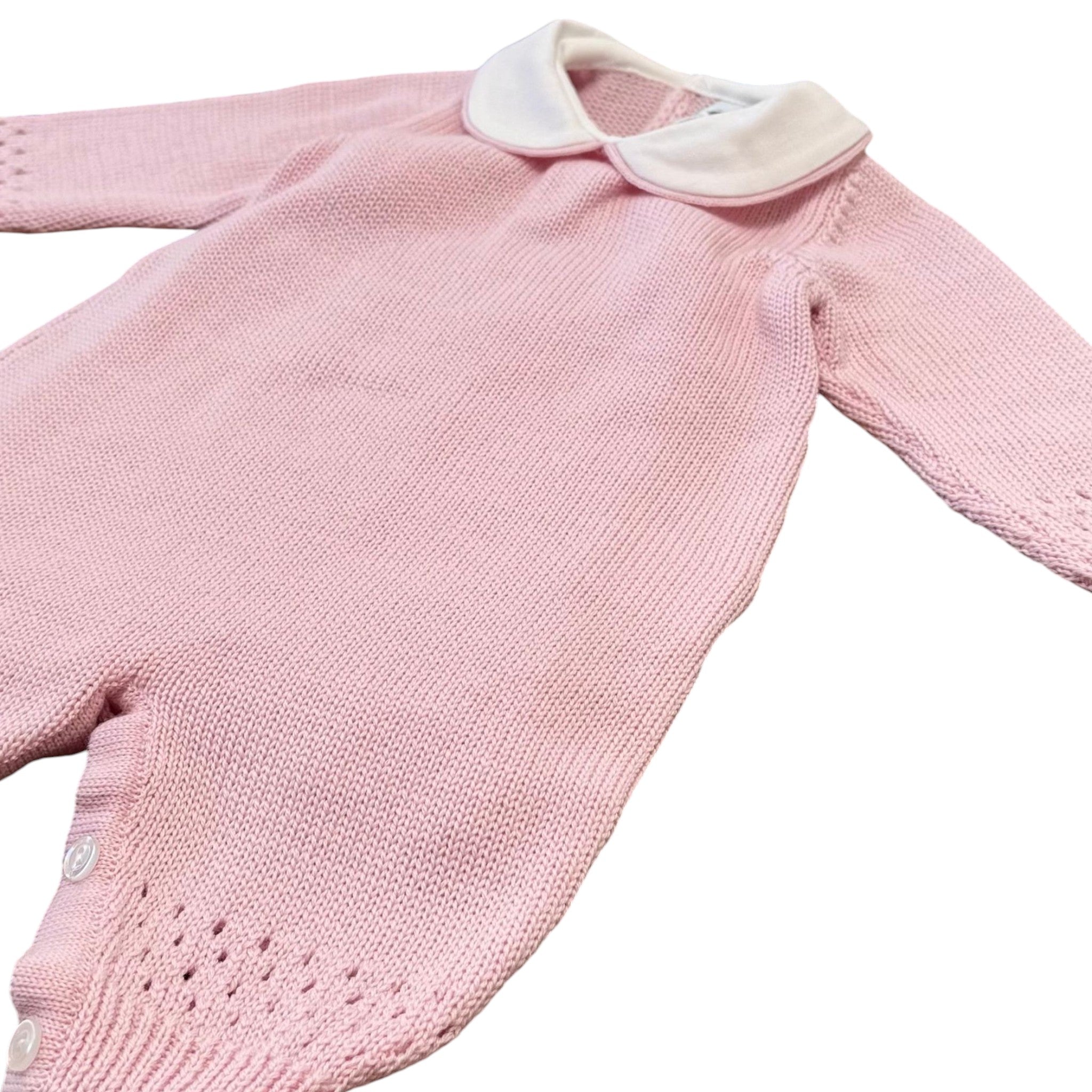 Tutina Neonata Lana Merino Rosa - BEBE' DI ALMY T80L/R