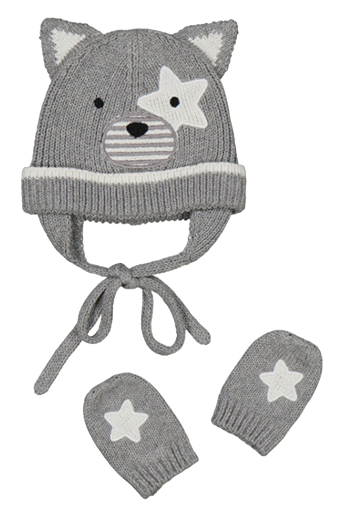Complete hat and mittens GREY 9667-