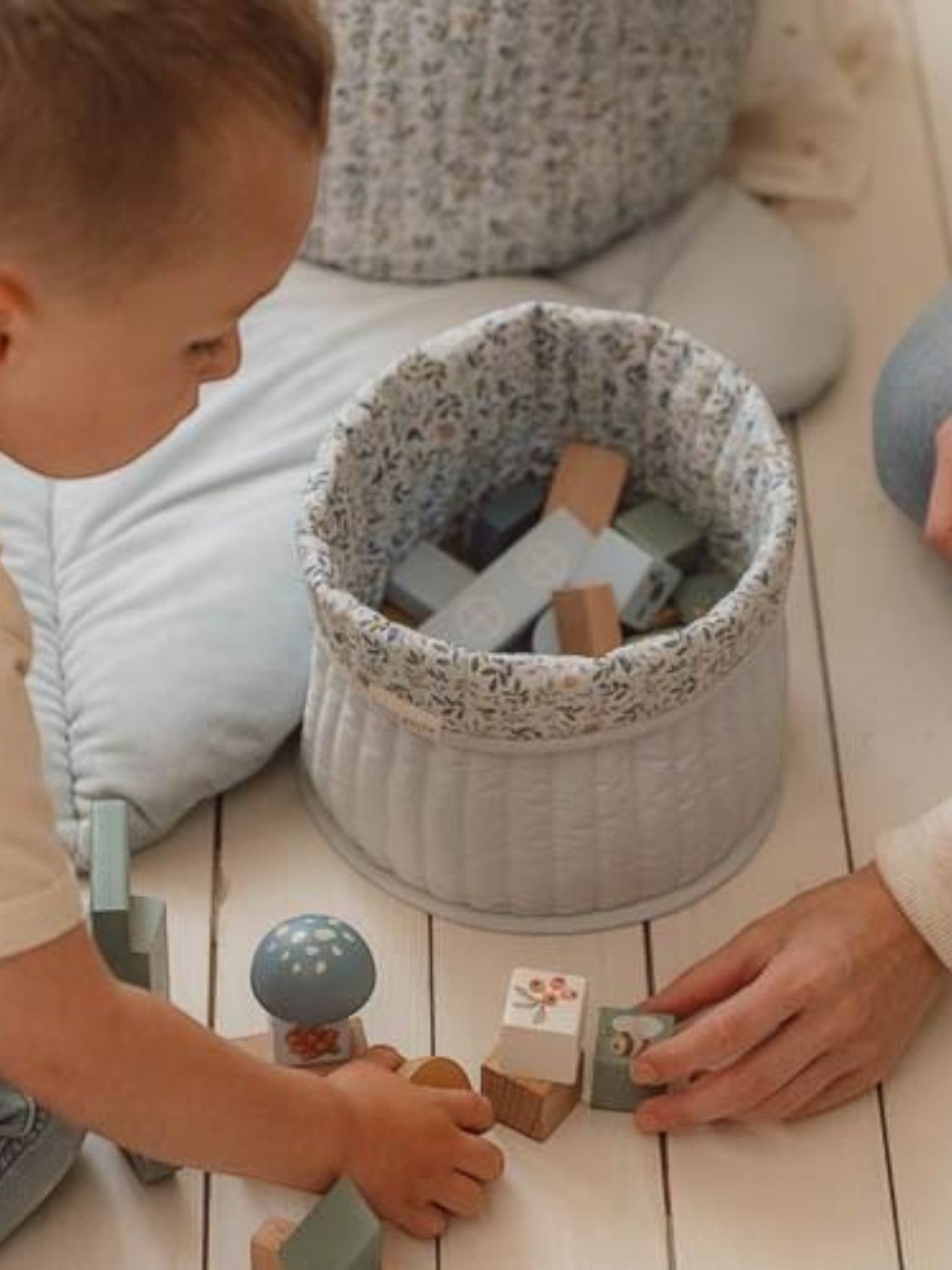 Cesto portaoggetti trapuntato piccolo Forest Adventure (reversibile) - Amici della foresta  BLU TE30944030 -  NANU' BABY