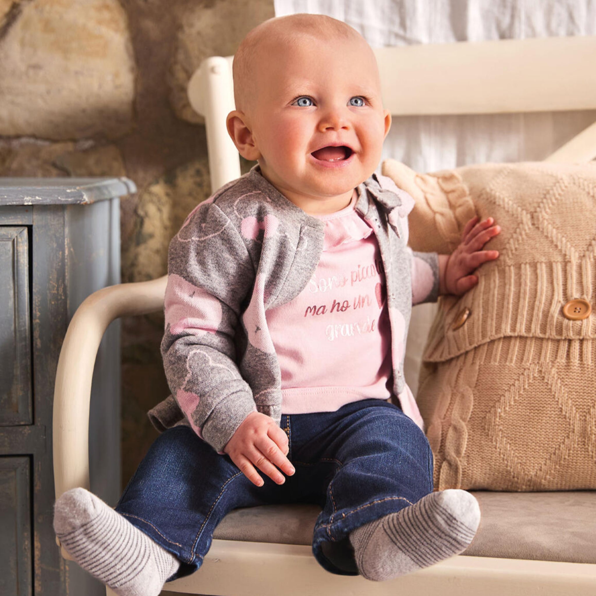 Jeans Denim Maglia Cotone Stretch Neonata Blu 3F740/7750