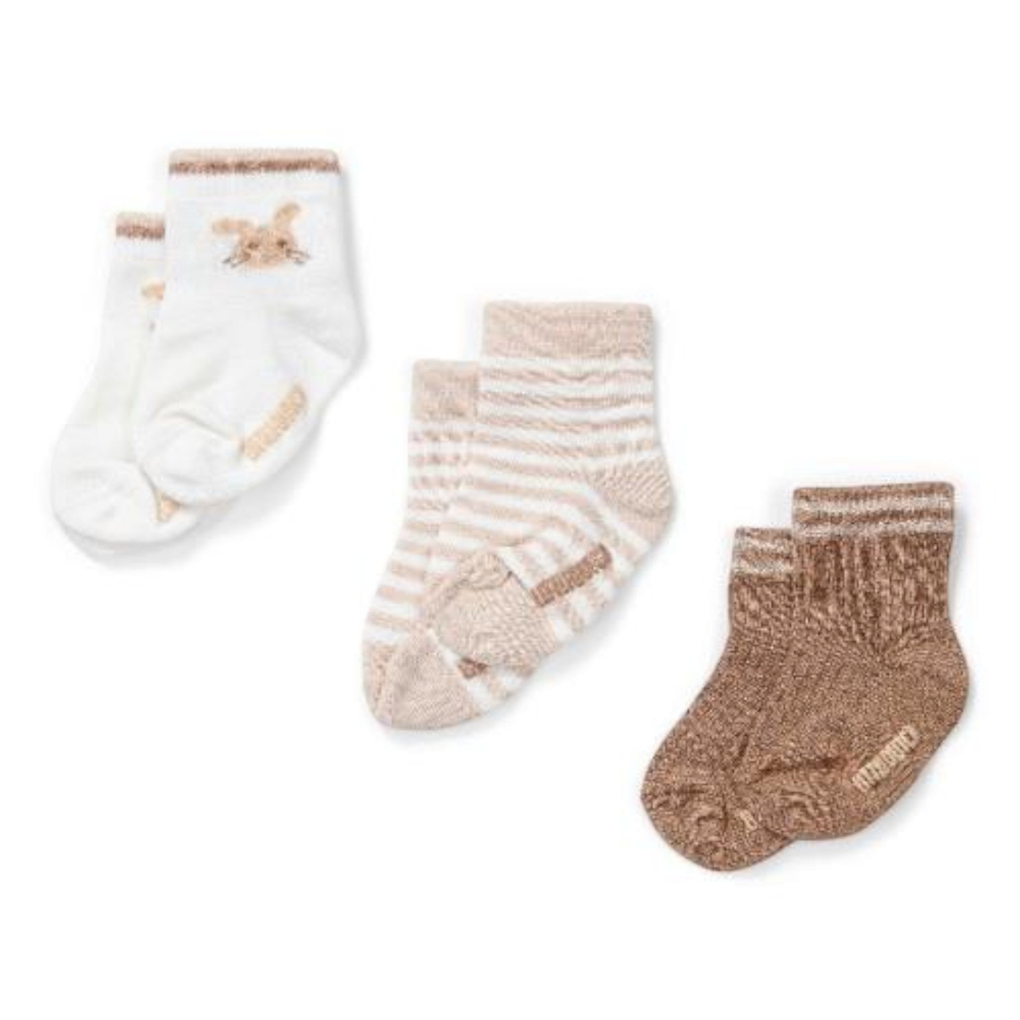 Socks in a pack of 3, Brown CL24229002