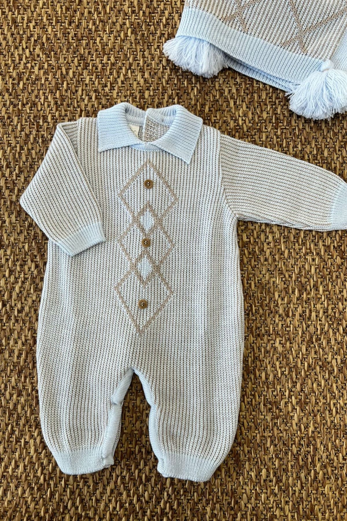 Baby Onesie with Diamond Pattern Sky Blue IG6410