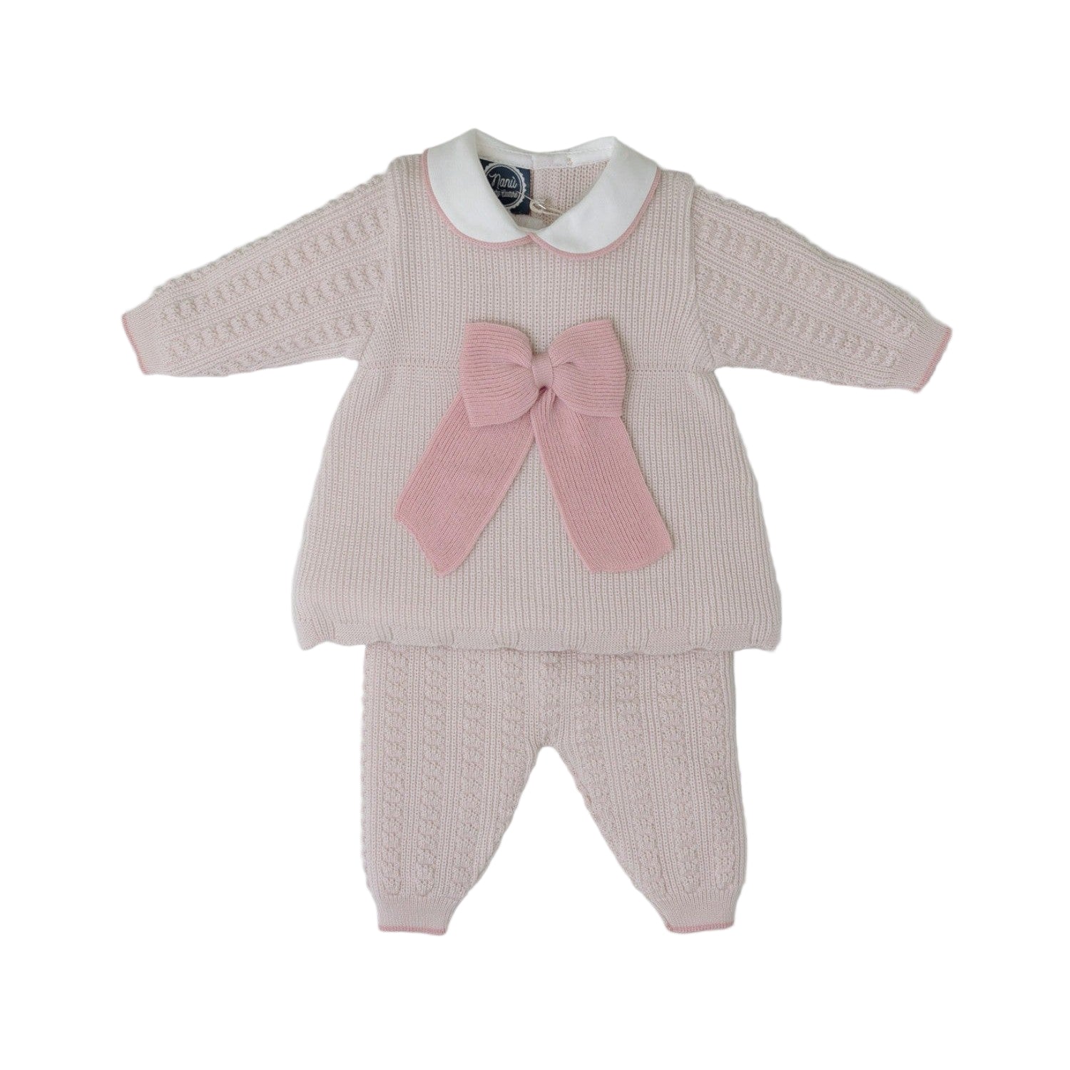 Completo 2 pezzi  vestinetta lunga Neonata NATURALE IN4619 -  NANU' BABY