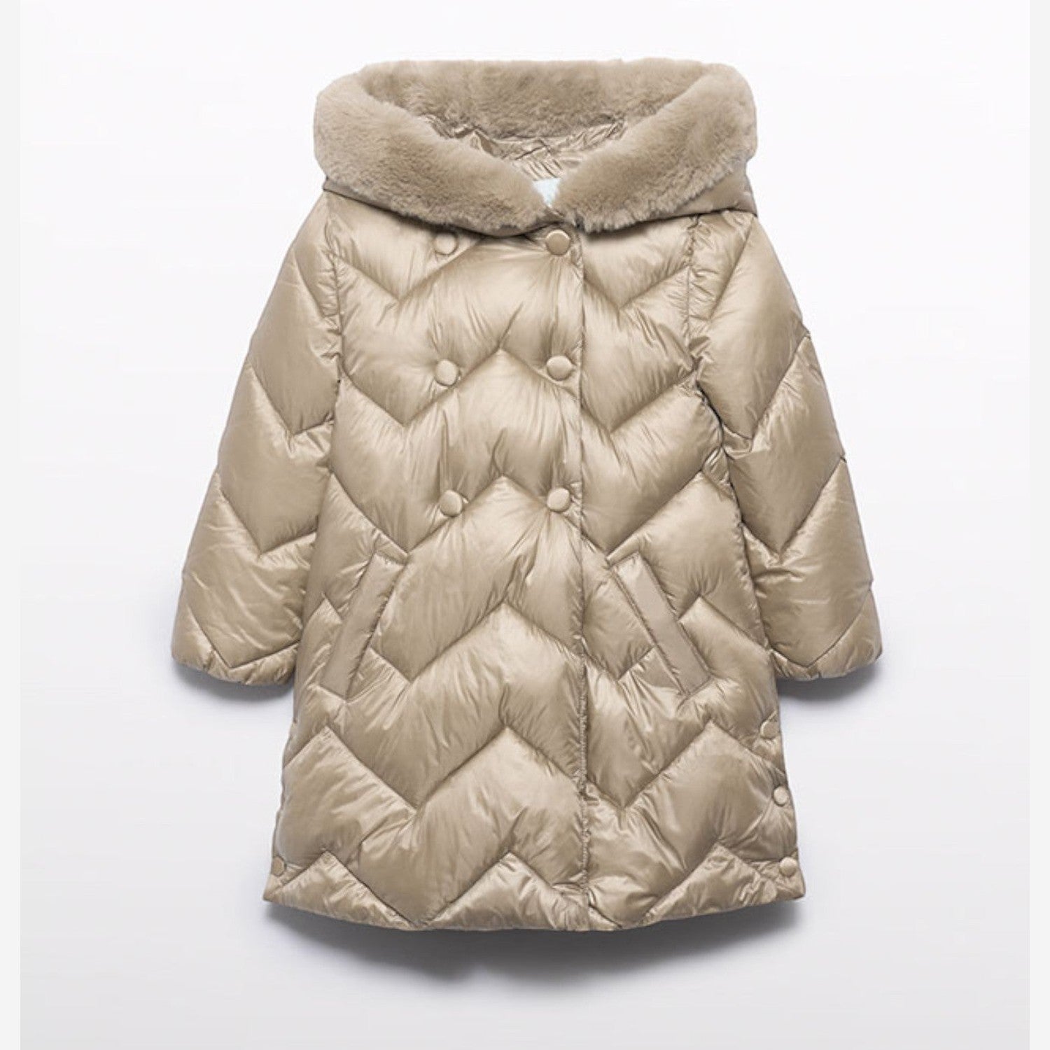 Giaccone lungo trapuntato Bimba Beige 5847/11 - NANU' BABY