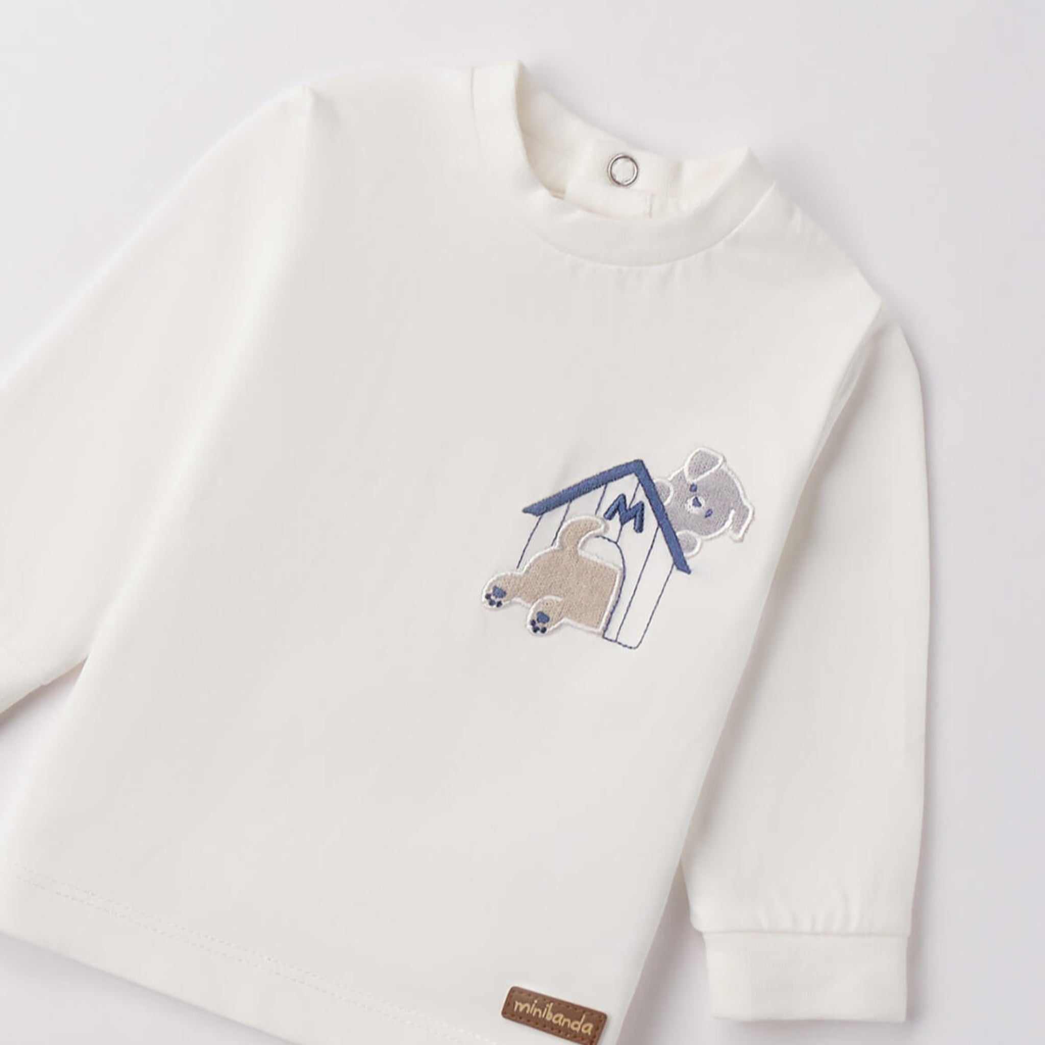 Maglietta Jersey Cotone Ricamo Bimbo Bianco 3F614/112