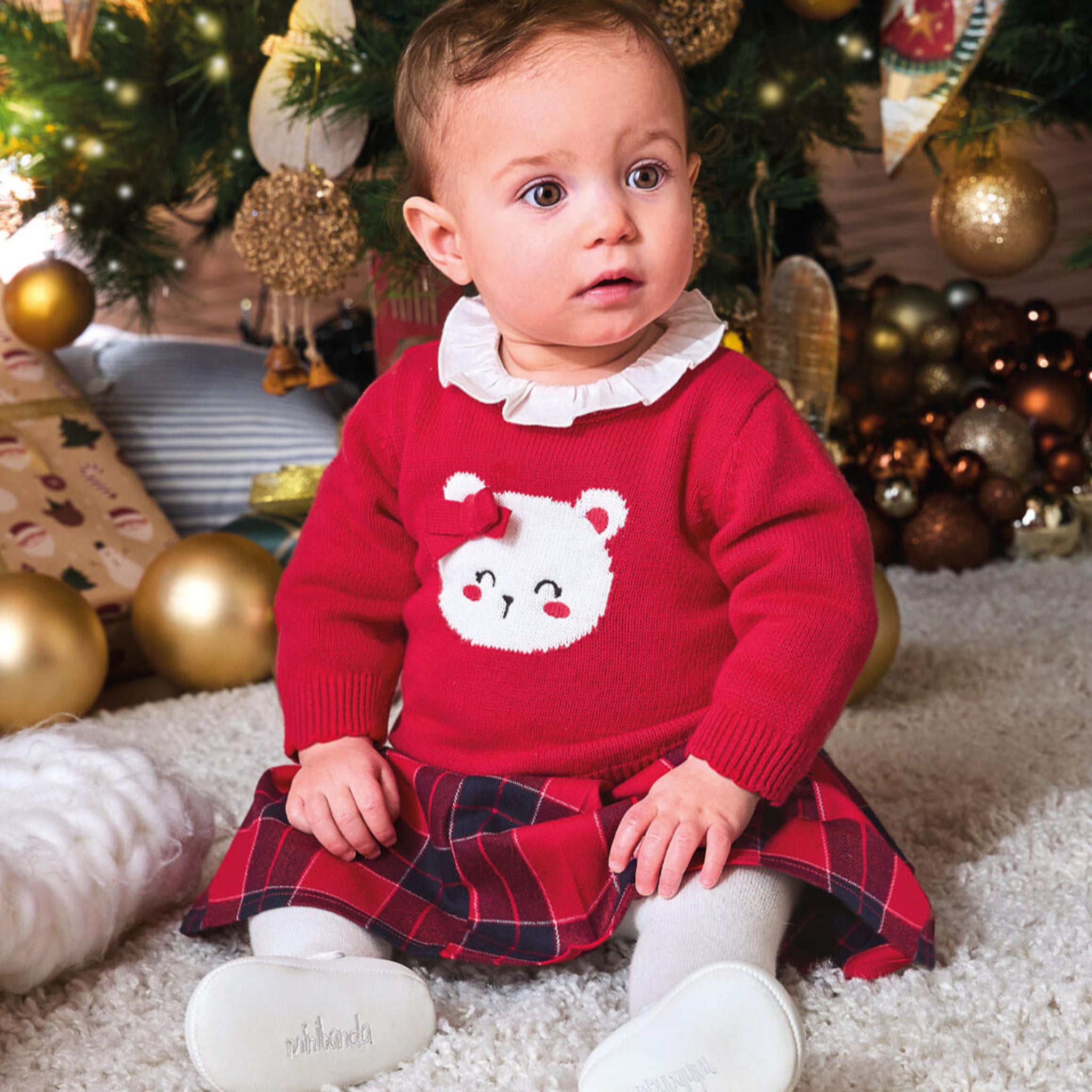 Little Girl's Red Cotton and Wool Knit Sweater 3F704/2253