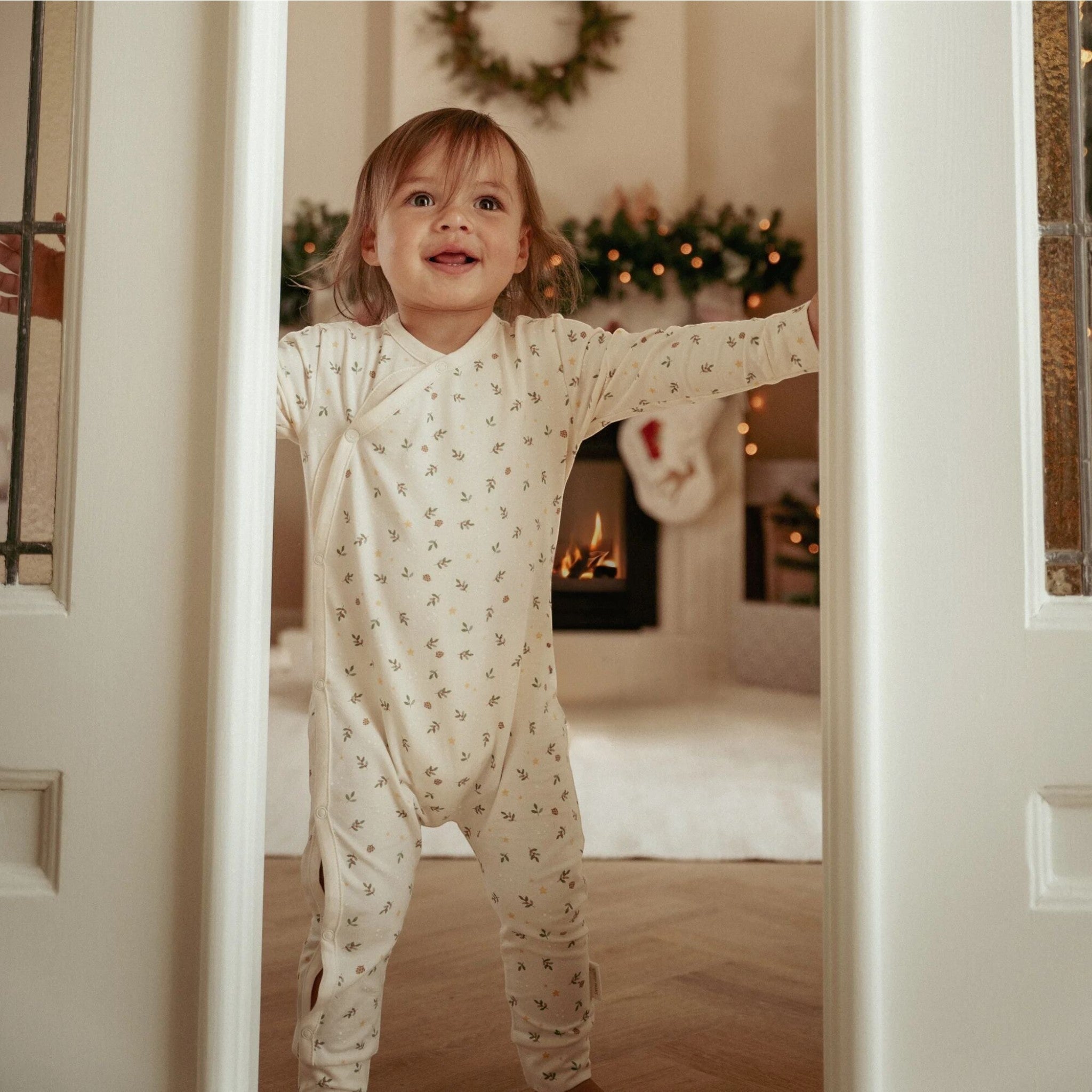 Christmas pajamas, one-piece, Beige CL25106000