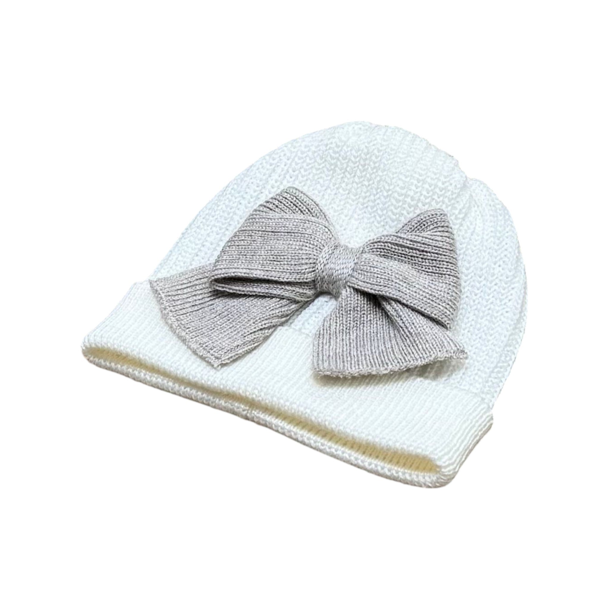 Baby Girl Bow Hat, Cream, PANNA FIOCCHI/640