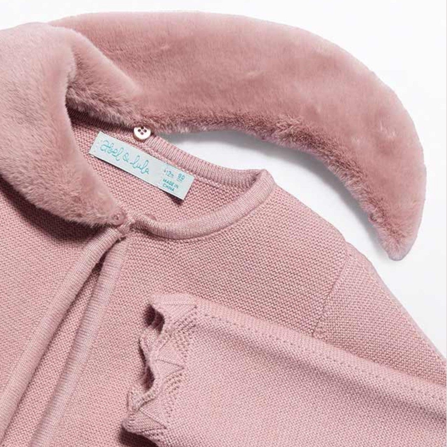 Cardigan tricot colletto pell Bimba Rosa 5817/11 -  NANU' BABY