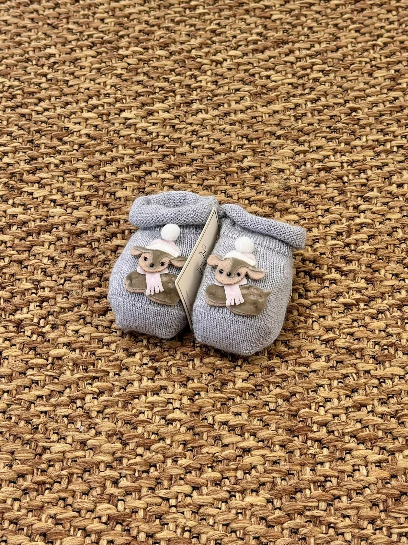 Babbucce Cerbiatto con cappellino e sciarpa Neonata GRIGIO 30577/N4