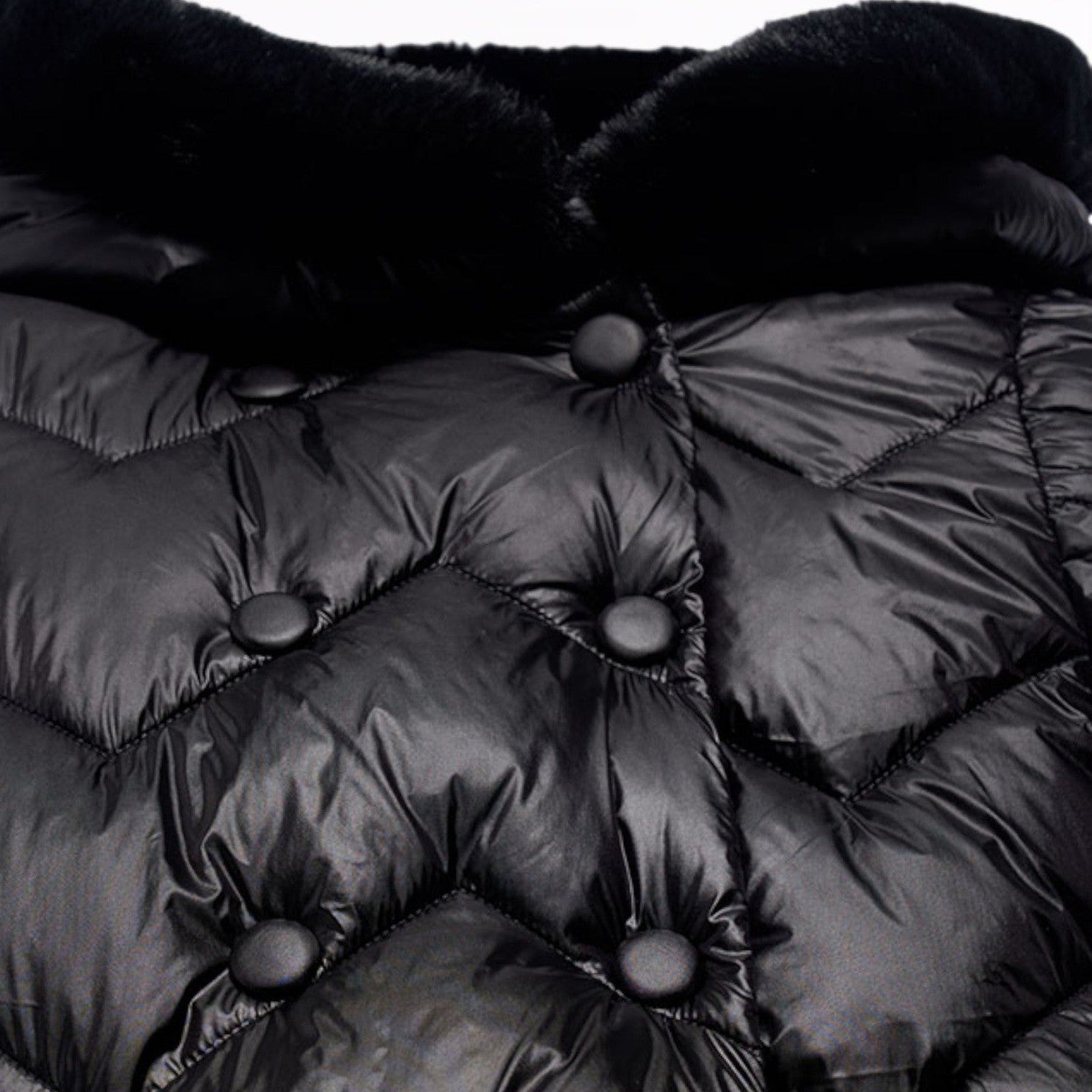 Giaccone lungo trapuntato Bimba Nero 5847/10 - NANU' BABY