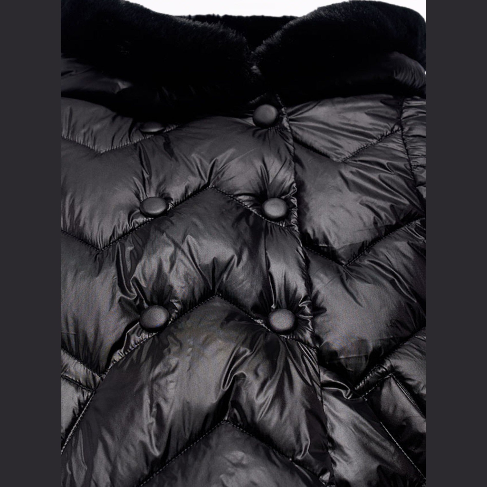 Giaccone lungo trapuntato Bimba Nero 5847/10 -  NANU' BABY