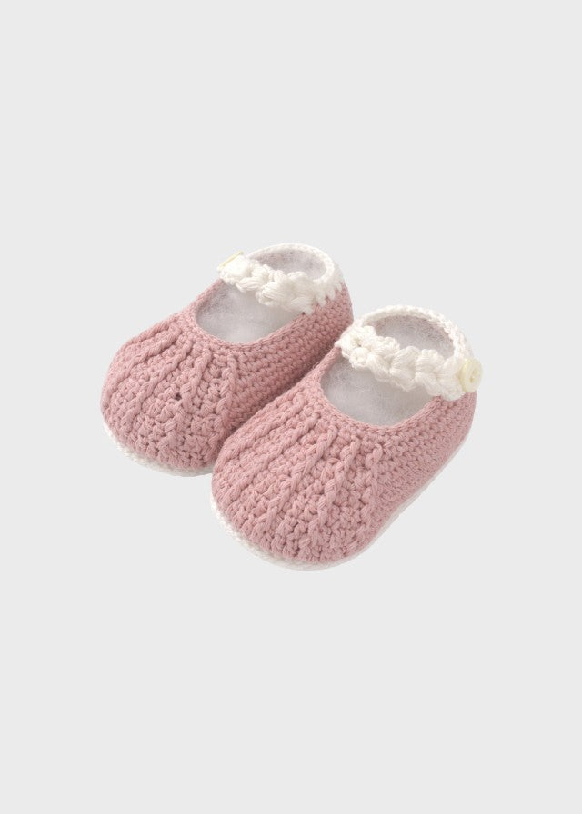 Babbucce Neonata Fiorellini Ricamati TERESA Rosa