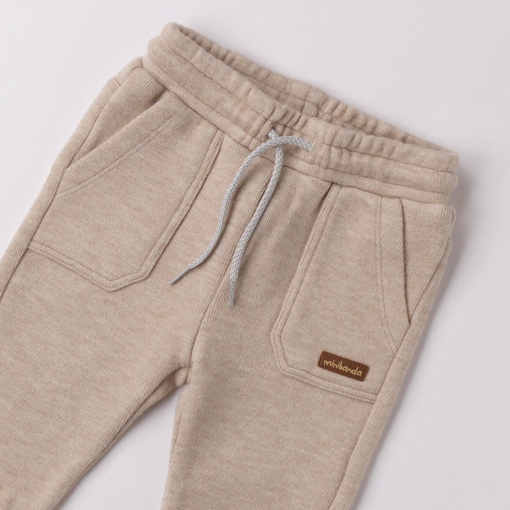 Pantalone Melange Tessuto Tricot Bimbo Beige 3F626/8965