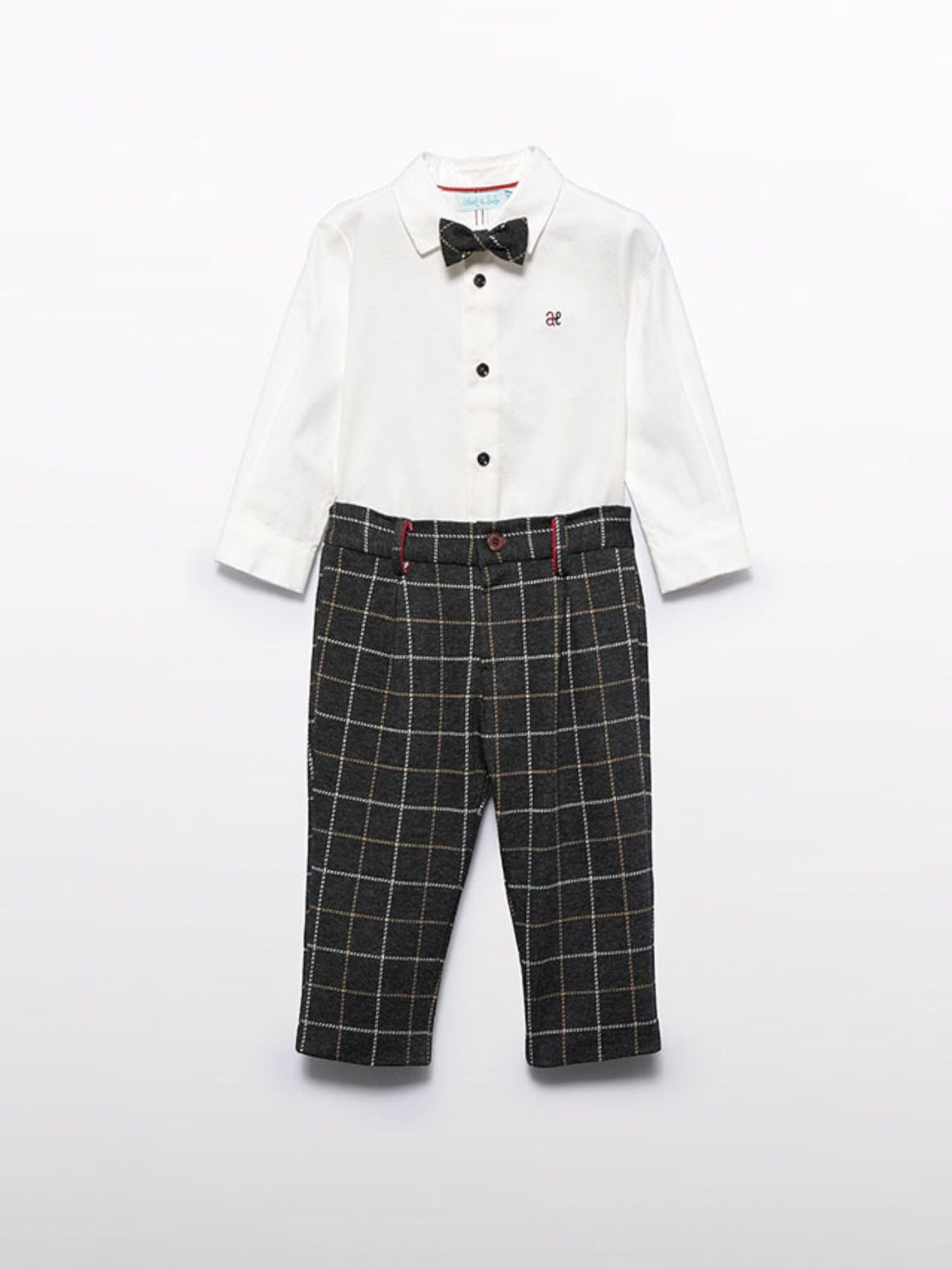 Complete set of checked trousers for boys in grey 5704/G