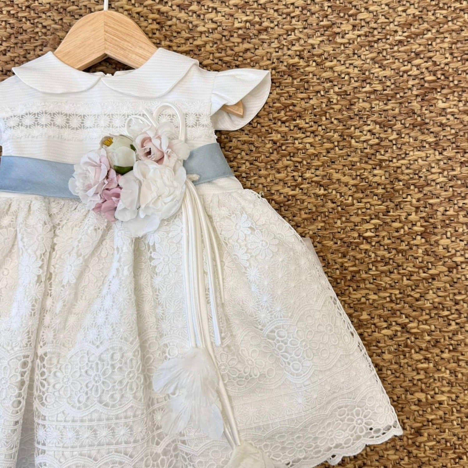 Abito Cerimonia Macramè Bimba AZZURRO FB080/AP -  NANU' BABY