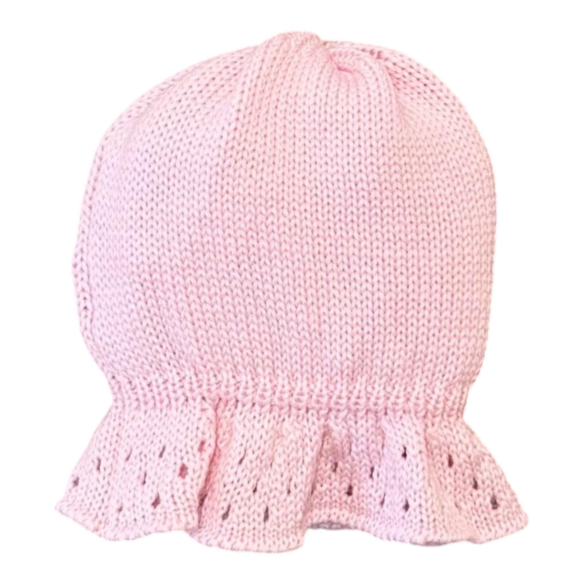 Cuffia Neonata Lana Merino Rosa - BEBE' DI ALMY CU80/R