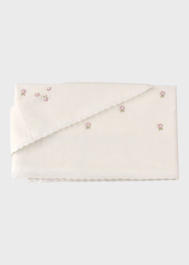 Lenzuolino culla cotone batista rosa cipria fiorellini ricamati 106x80cm Made Italy PICCOLA GIUGGIOLA TERESA