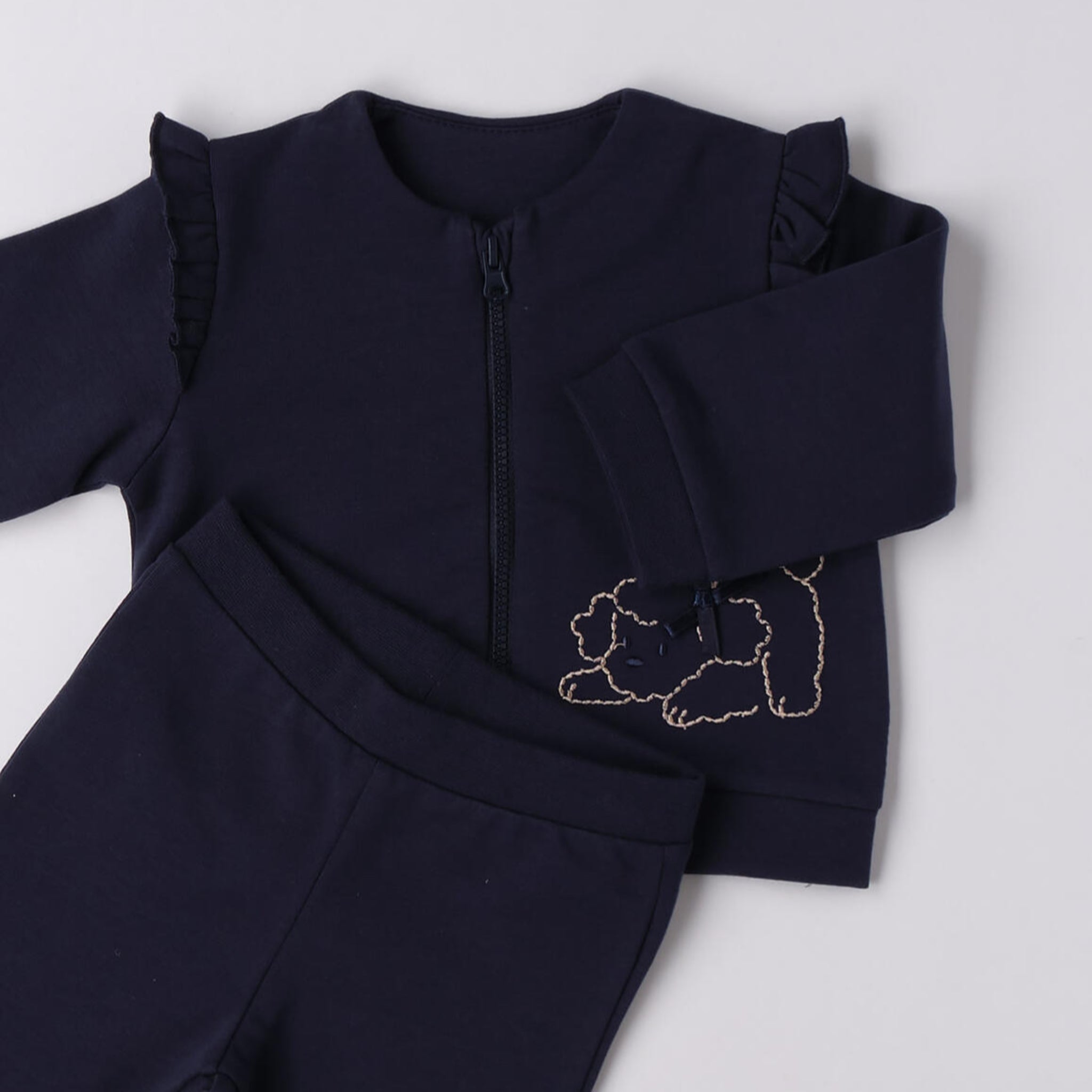 Two-Piece Cotton Stretch Fleece Baby Suit 3F773/3854