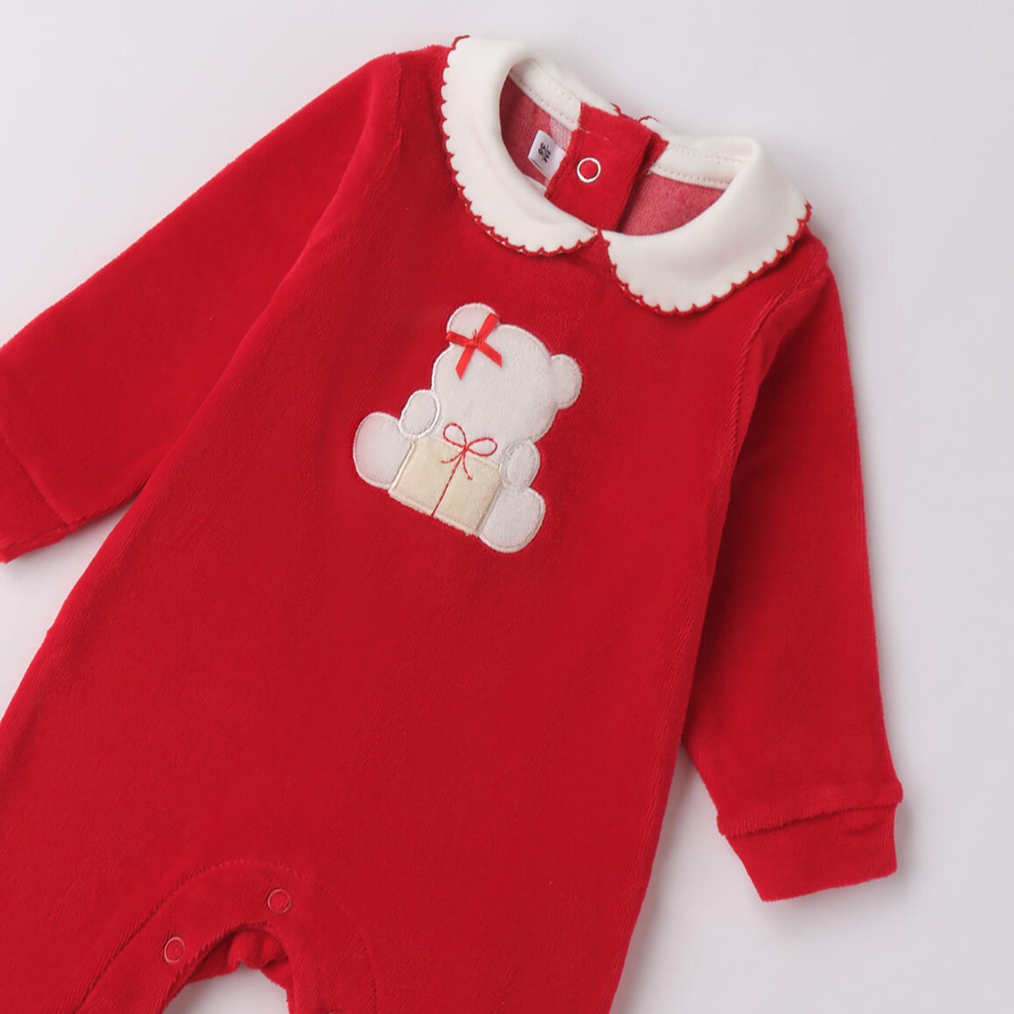 Tutina Natalizia Ciniglia Con Piede Neonata Rosso 3F769/2253