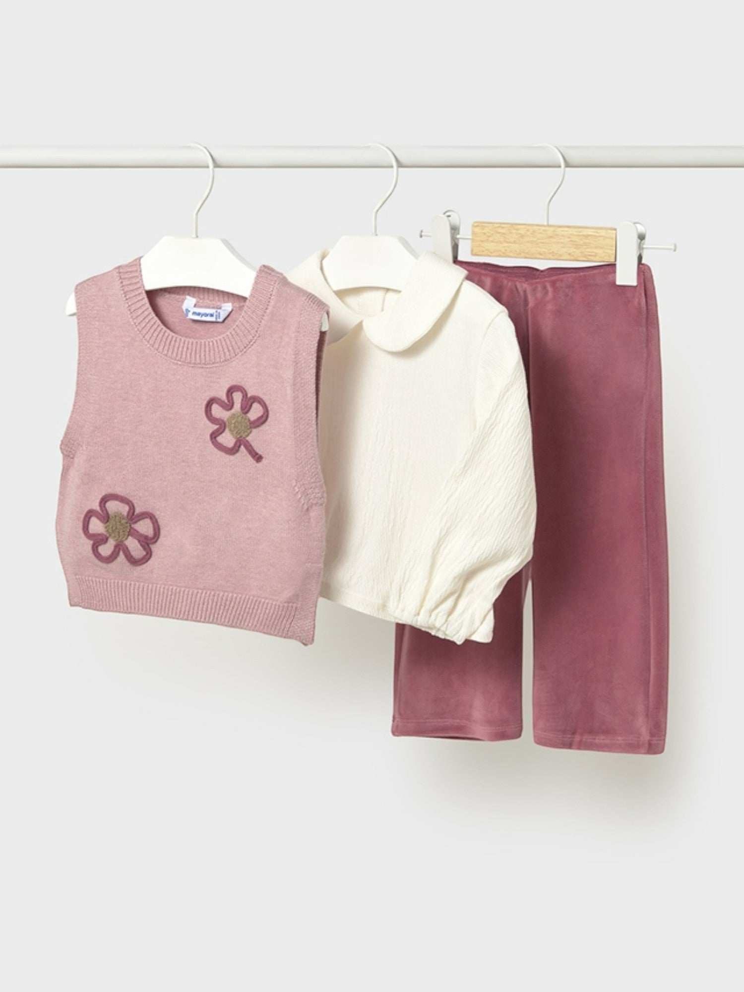 Girl's Pink Knit Vest and Pant Set 2596/49