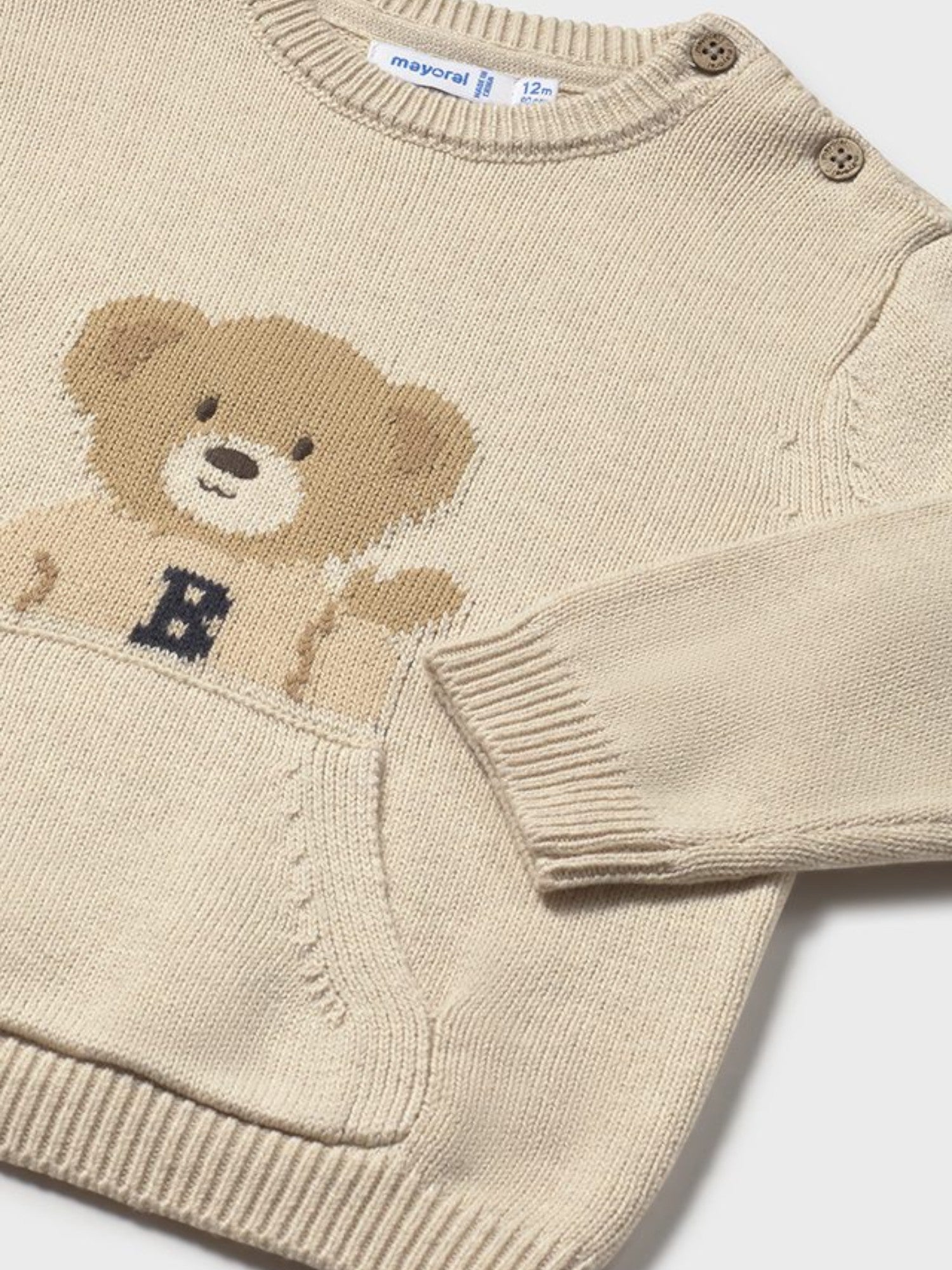 Intarsia sweater, large, boy's, beige, 2341/59