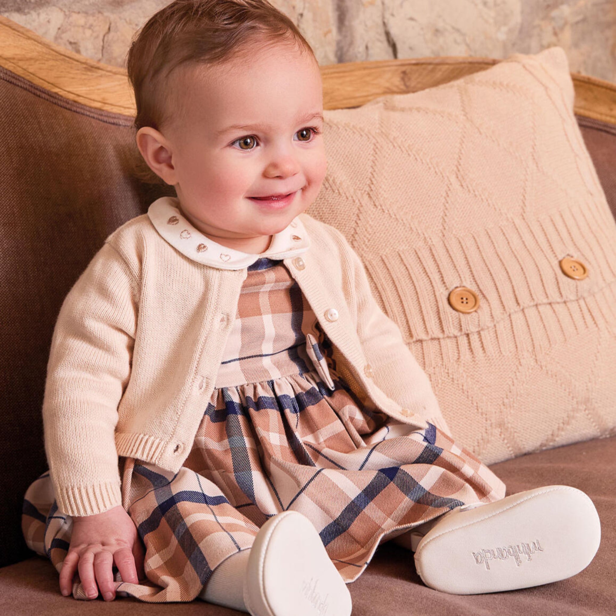 Little Girl's Sleeveless Dress, Twill Check, Bow 3F733/2911