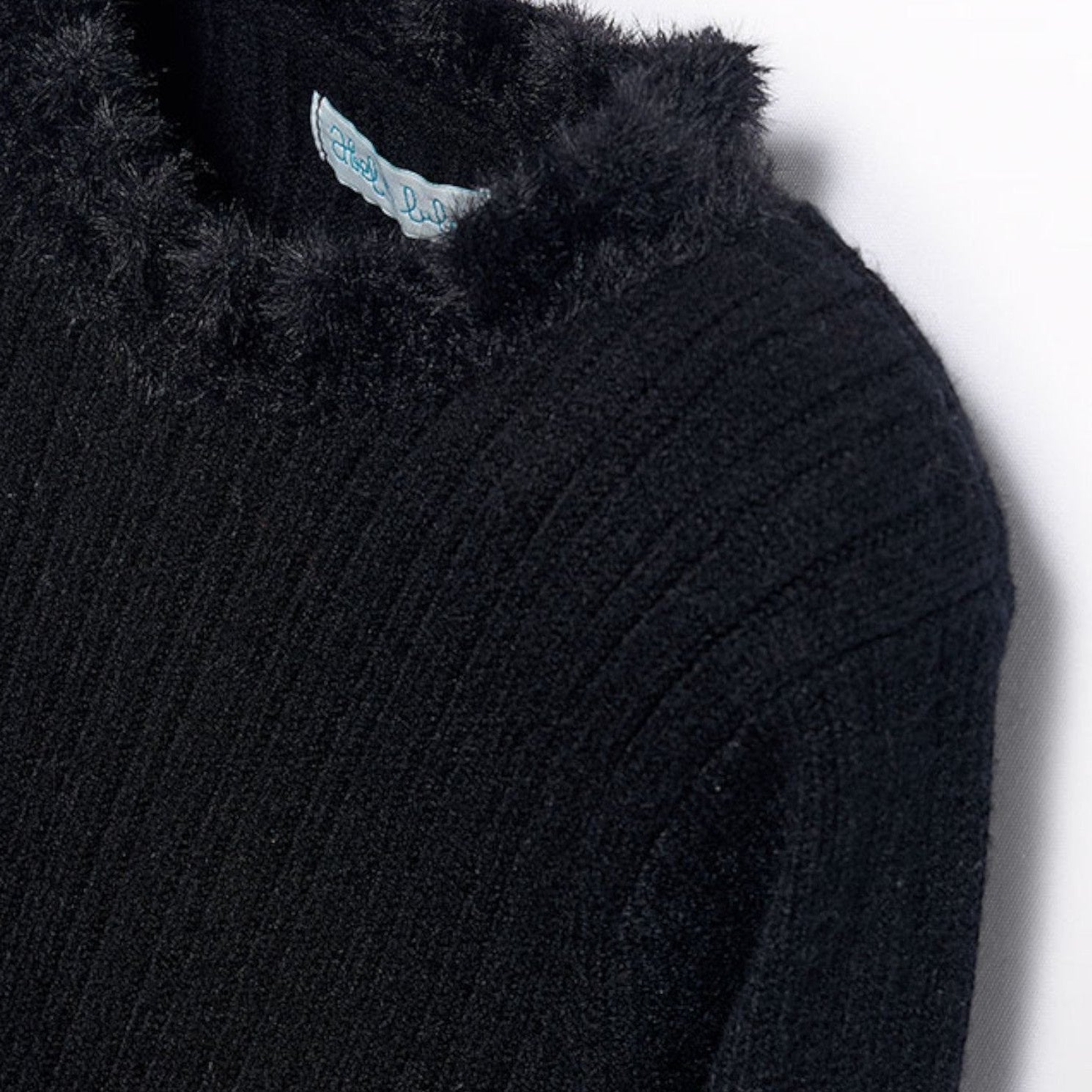 Dolcevita tricot costine comb Bimba Nero 5835/84 -  NANU' BABY