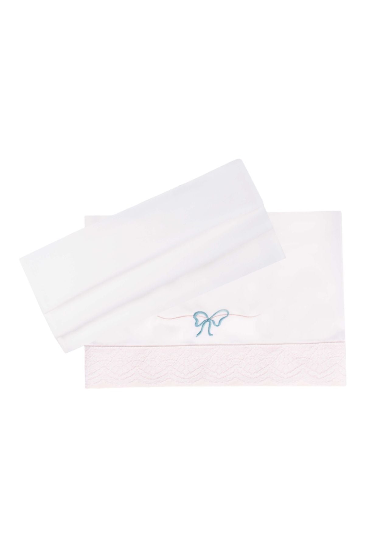 Embroidered Bow Sheet for Newborns, White IG16LE
