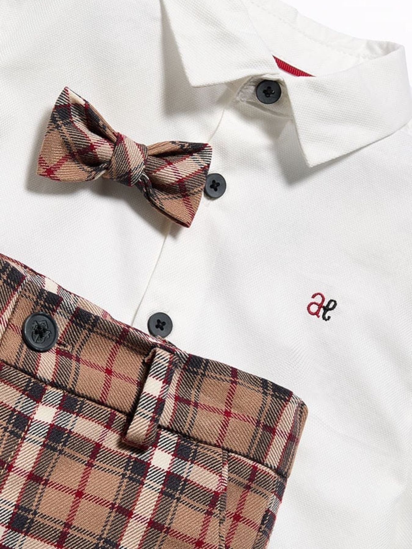 Set of shirt and checkered Bermuda shorts for baby boy, CAMMELLO 5701/C