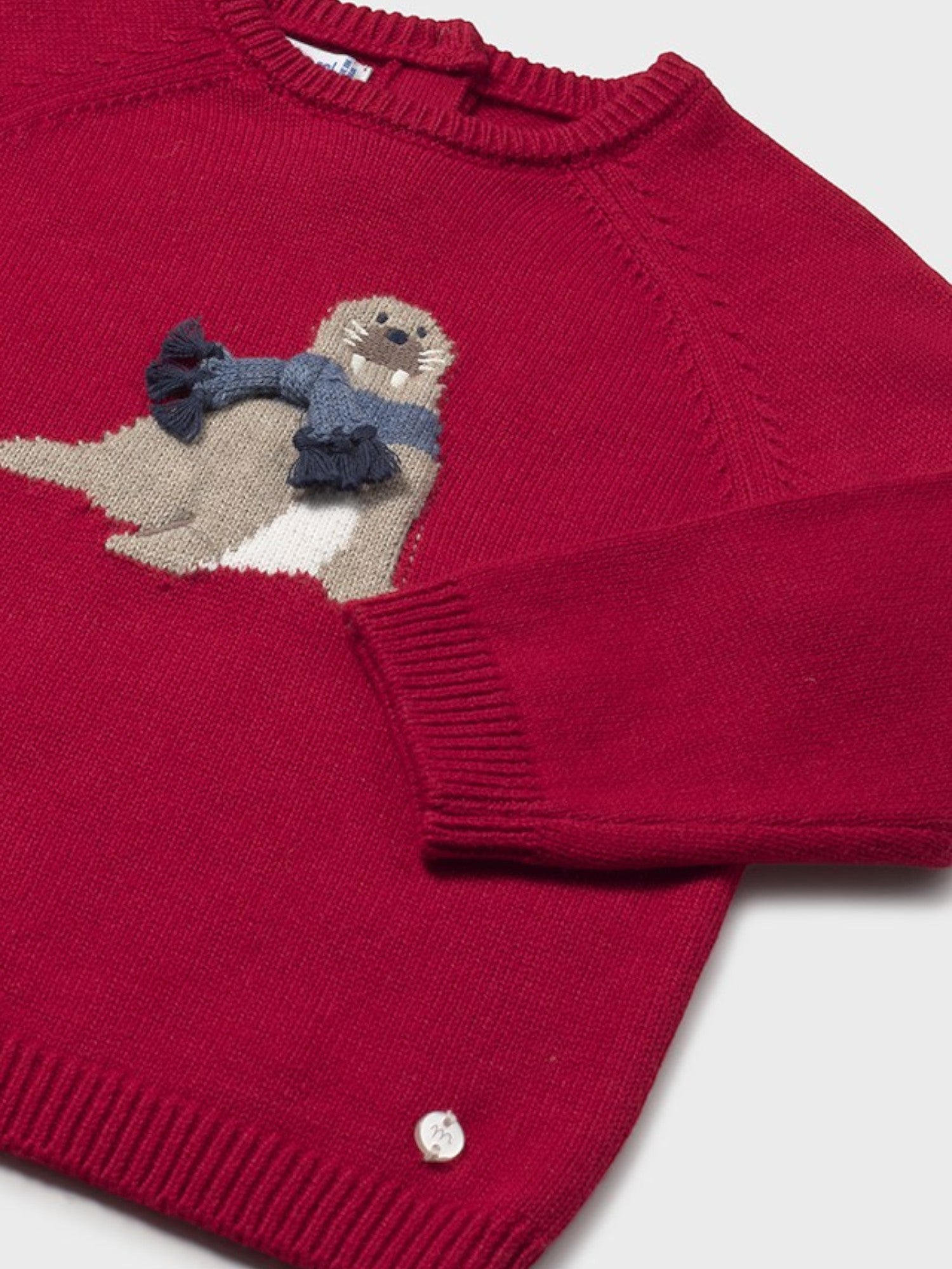 Animal intarsia sweater, boy, red, 2345/21