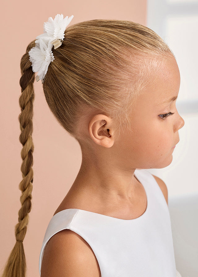 White Tulle Flower Hair Clips 5467/62