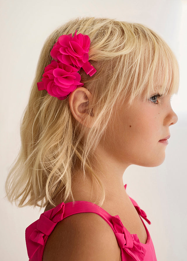 Fuchsia Chiffon Flower Hair Clips 5470/51