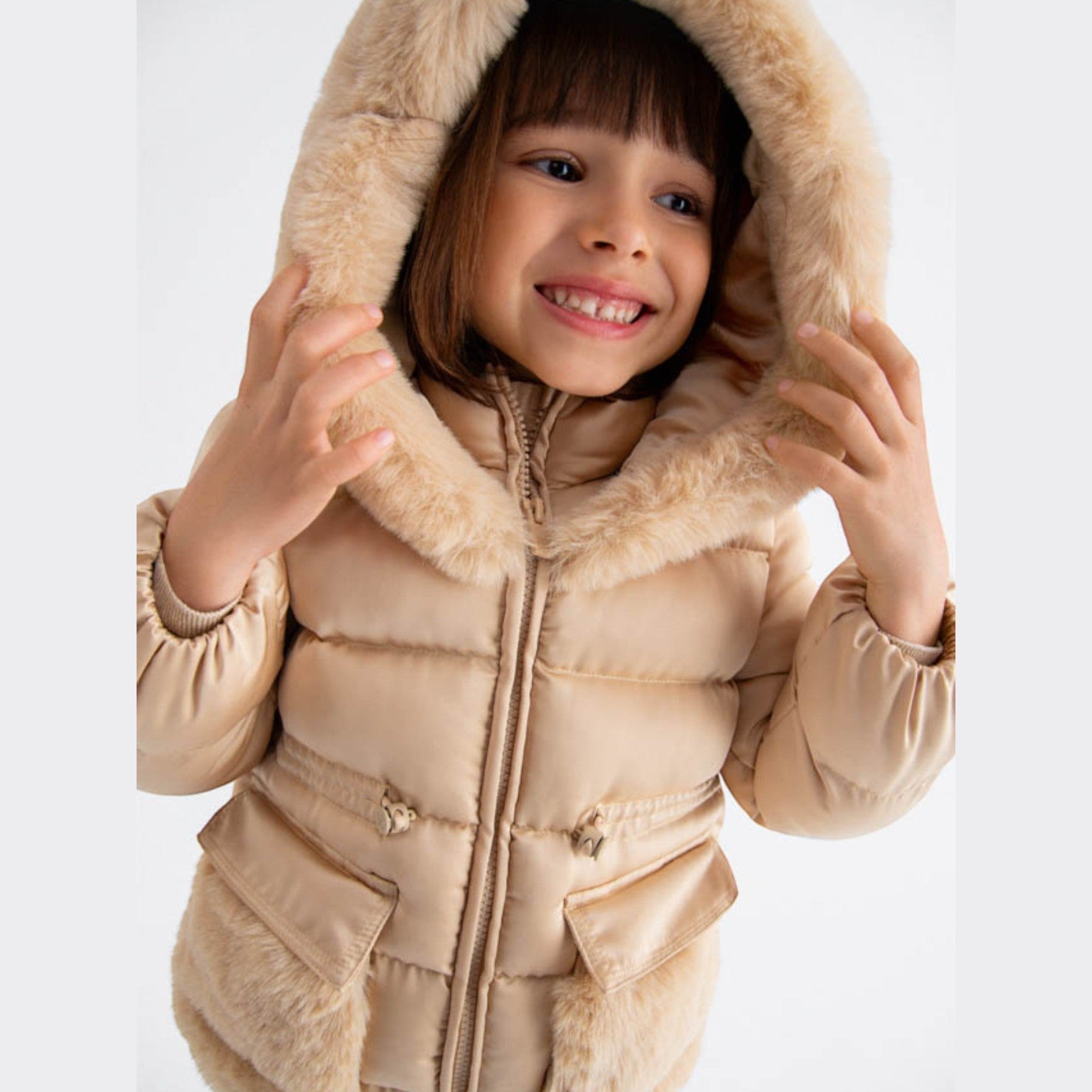 Giubbotto satinato pelo Bimba Beige 5849/14 -  NANU' BABY