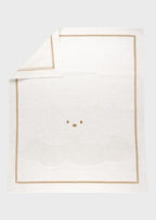 Copertina neonato cotone smacchinato bianco sabbia 70x90cm Made Italy MARLÙ